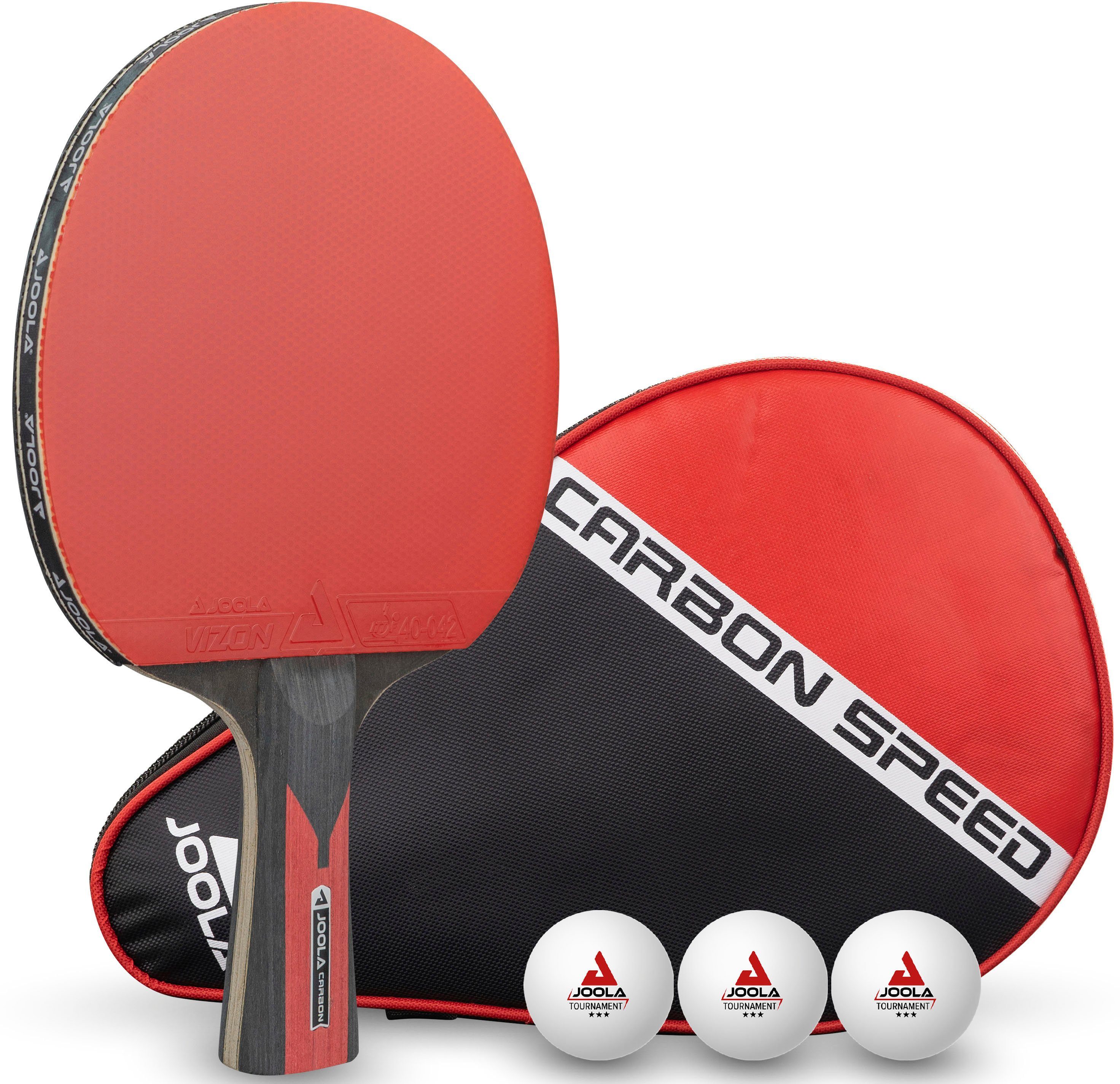 Joola Tischtennisschläger TT-BAT Schlägerhülle) (Set, Carbon mit Speed Bällen, mit