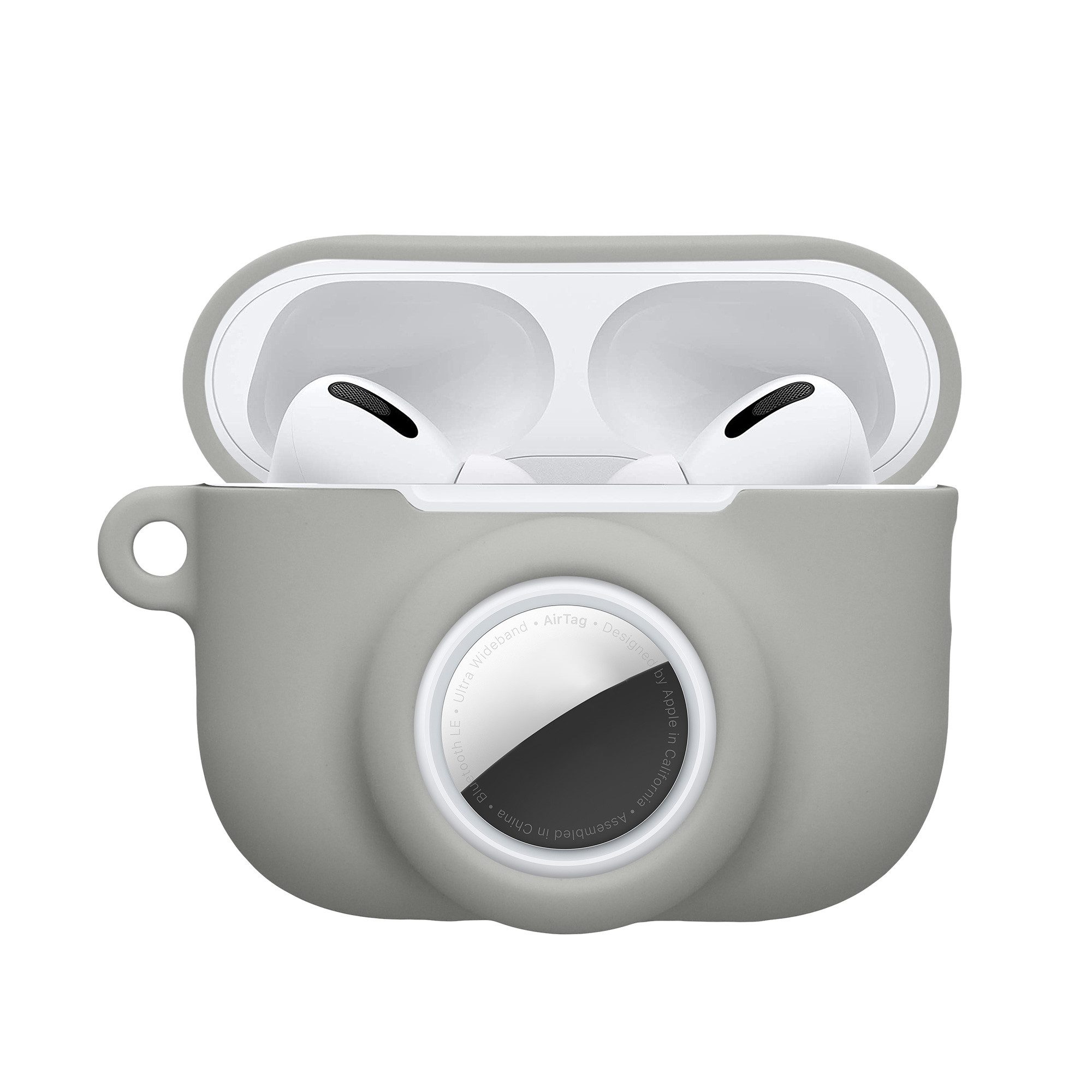 kwmobile Kopfhörer-Schutzhülle 2-in1 Hülle für Apple Airpods Pro 3 und AirTag, Weiches Silikon Cover - Schutzhülle mit Karabiner - Kopfhörer Case