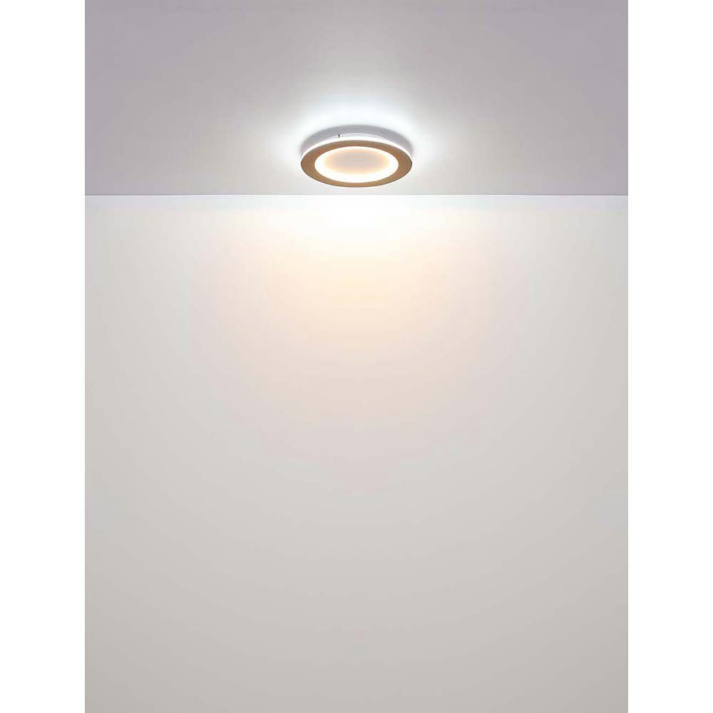 Deckenleuchte, Backlight LED Globo Deckenlampe LED-Leuchtmittel Deckenleuchte Wohnzimmerlampe Holzoptik fest verbaut, Kaltweiß, LED Warmweiß,