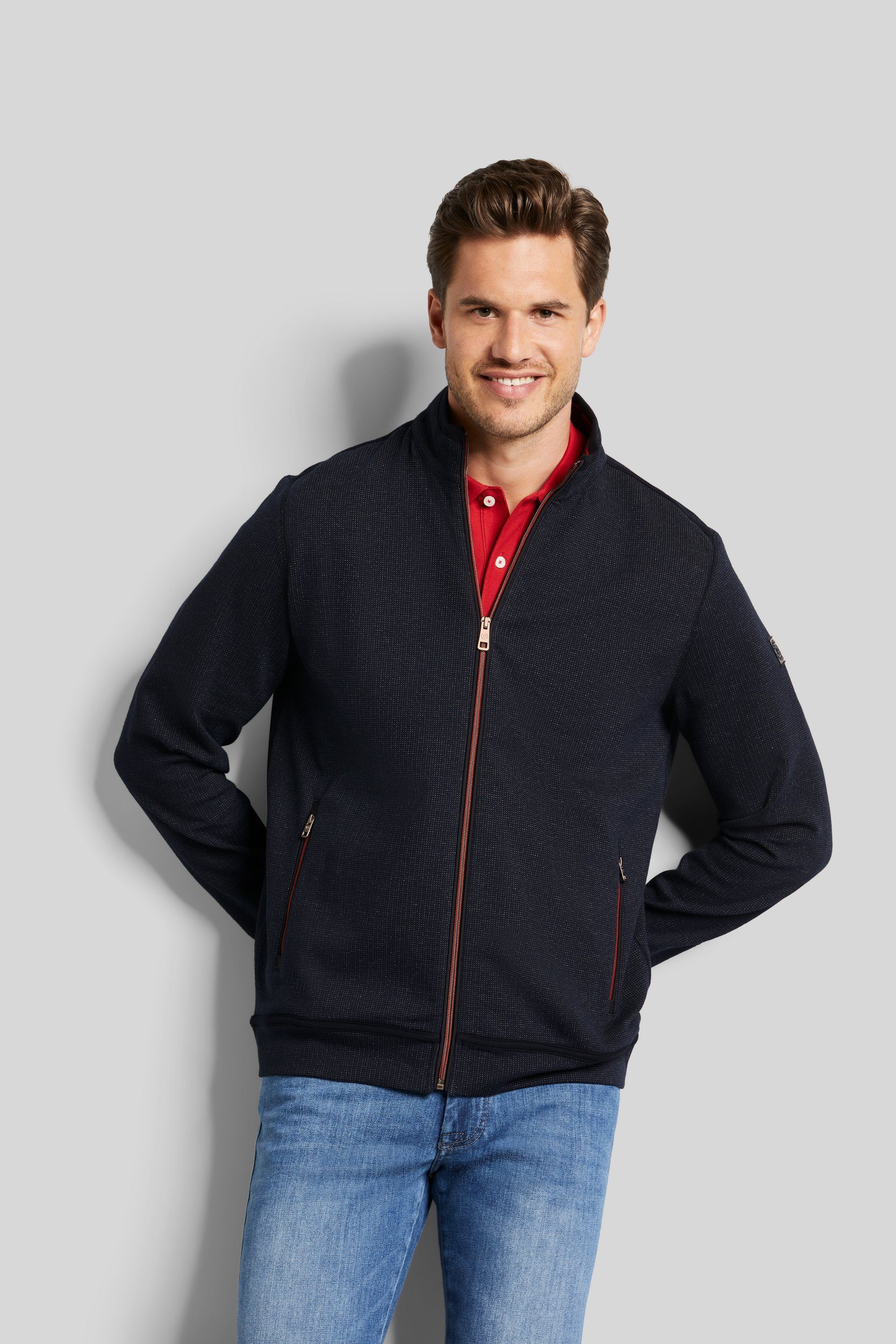 bugatti Sweatjacke mit Stehkragen