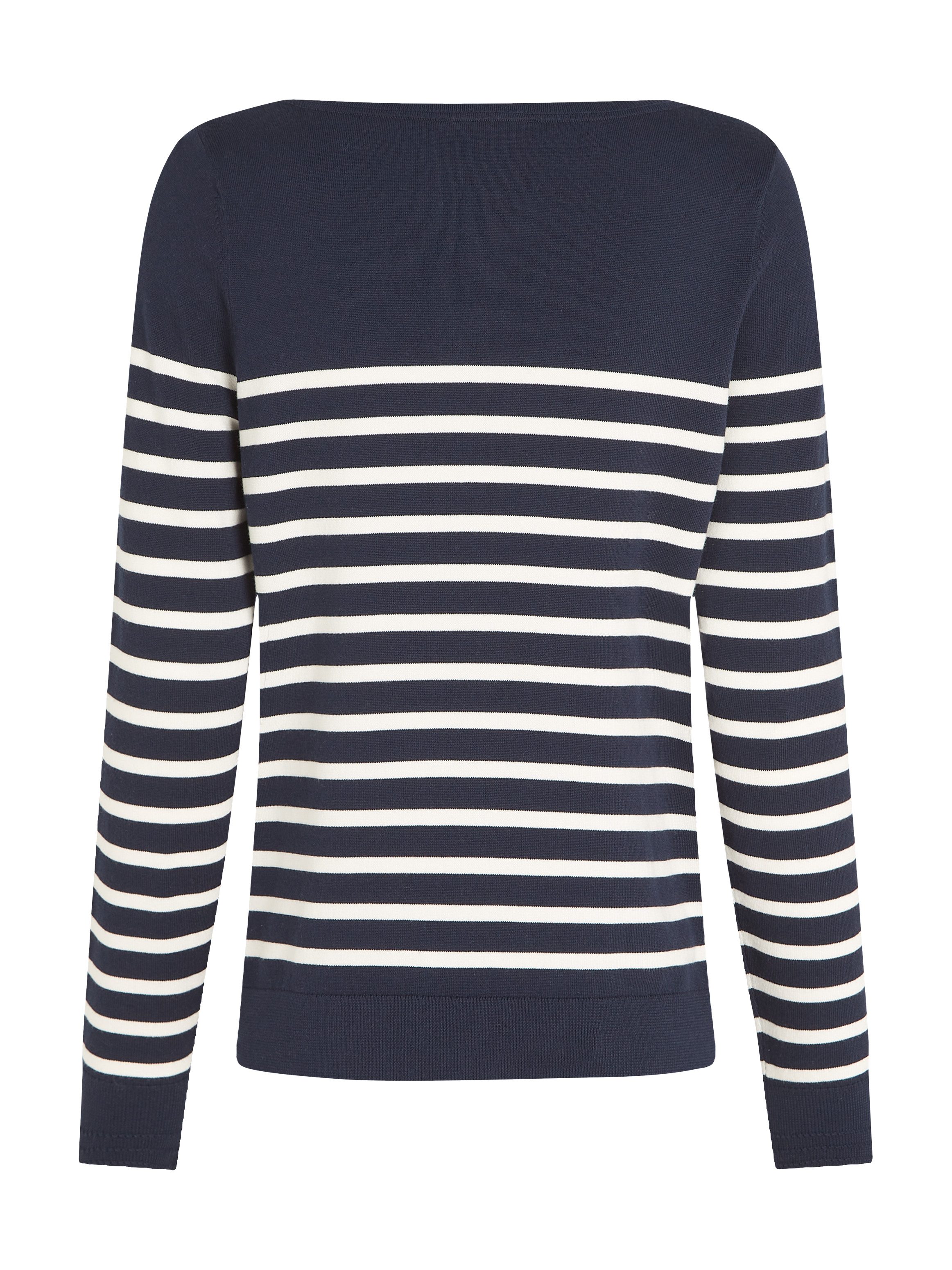Tommy Hilfiger Strickpullover CO JERSEY STITCH BOAT-NK SWEATER mit Tommy Hilfiger Logo-Flag am Ärmel