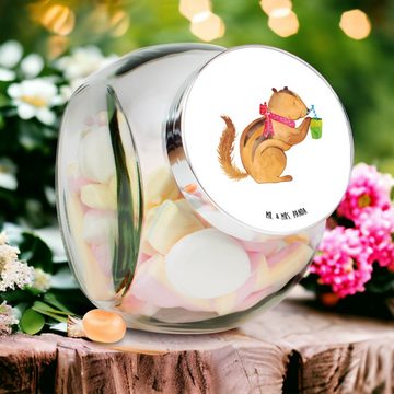 Mr. & Mrs. Panda Vorratsglas L 870ml Eichhörnchen Smoothie - Weiß - Geschenk, Vorratsglas, Aufbewa, Premium Glas, (1-tlg), Vielseitig einsetzbar