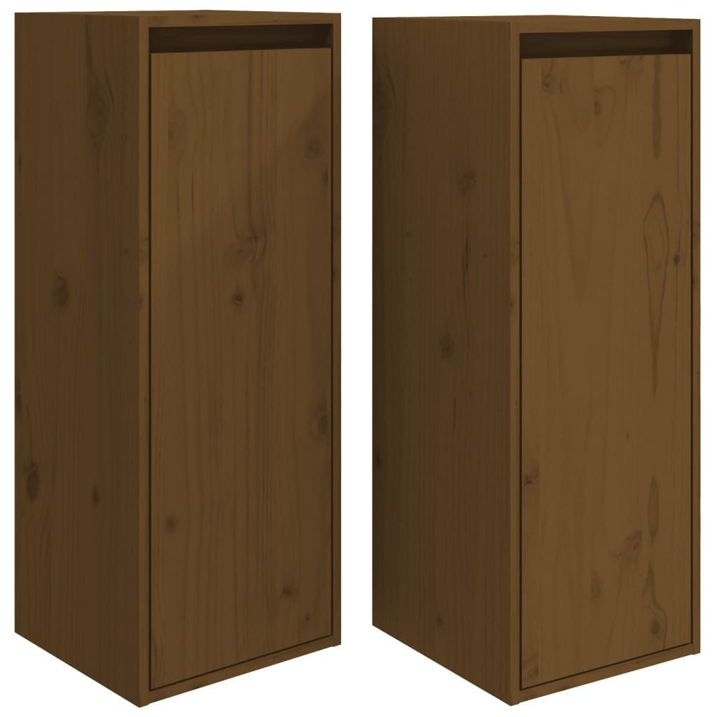 vidaXL Regal Wandschränke 2 Stk. Honigbraun 30x30x80 cm Massivholz Kiefer, 2-tlg.