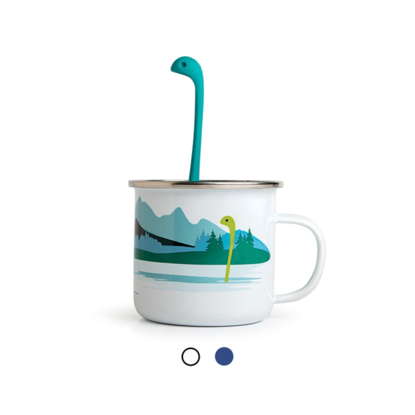 OTOTO Teesieb OTOTO Cup of Nessie Tasse mit Tee-Ei, Stahl und Silikon, 100% lebensmittelecht, BPA-frei