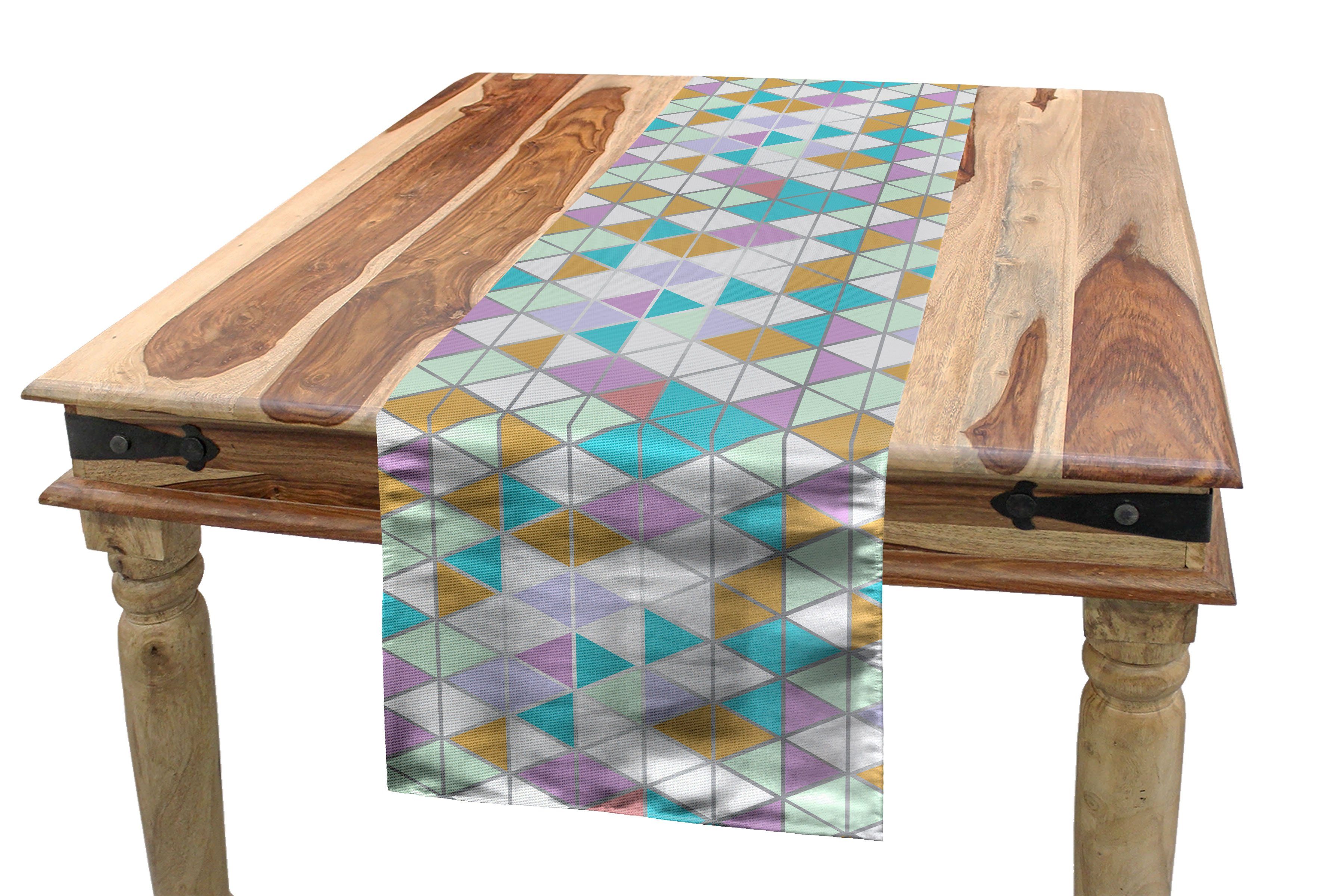 Abakuhaus Tischläufer Esszimmer Küche Rechteckiger Dekorativer Tischläufer, Geometrische Pastell-Raute Formen | Tischläufer