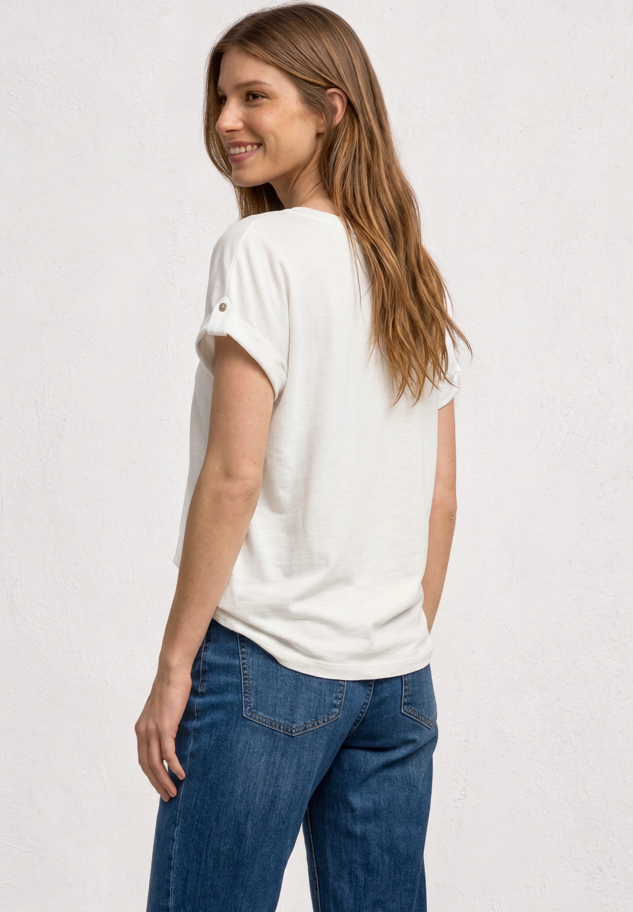 STREET ONE T-Shirt mit geschlitztem Rundhalsausschnitt – Bild 2 von 5