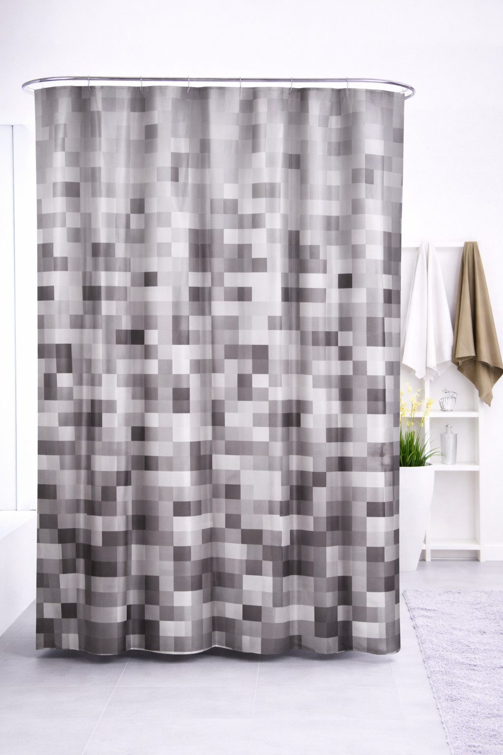 Euroshowers GmbH Duschvorhang hochwertig verarbeitet mit 12 Duschvorhangringen und Metallösen Breite 180 cm