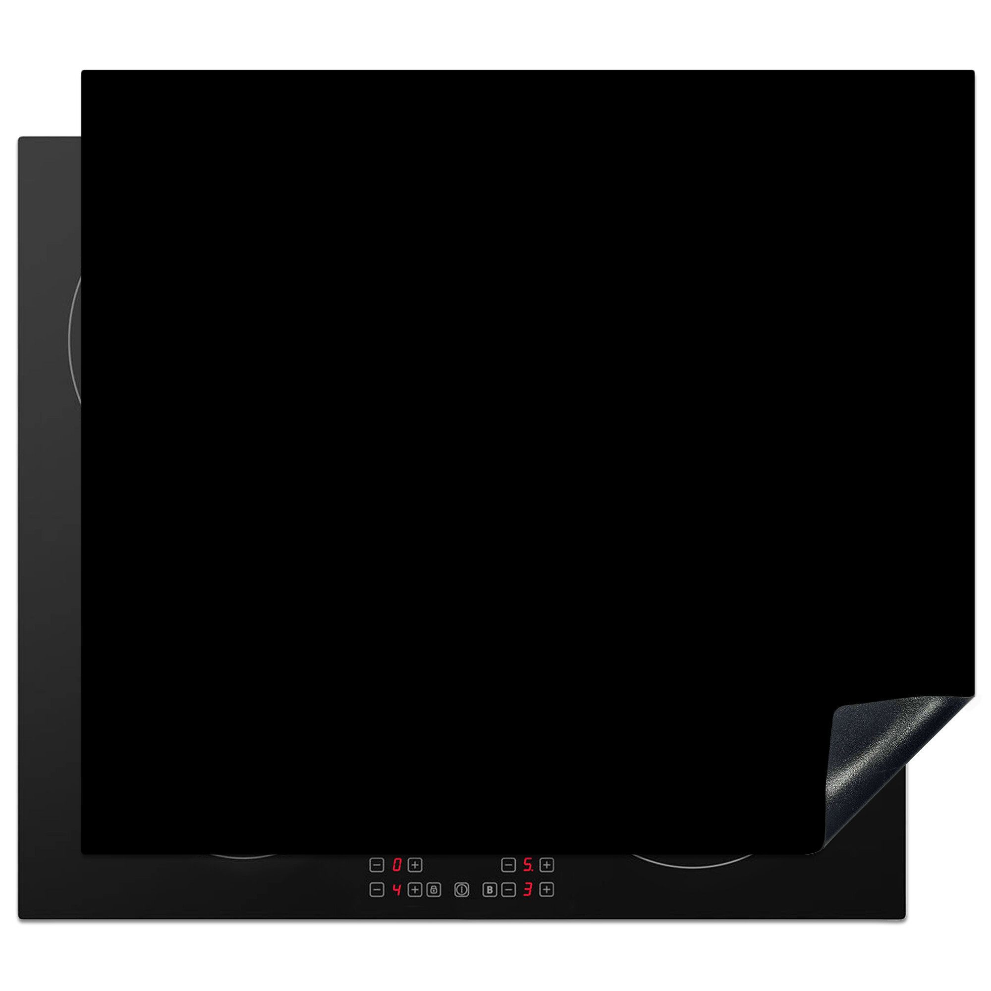 MuchoWow Herd-Abdeckplatte Schwarz - Einfarbig, Vinyl, (1 tlg), Abdeckplatte für Ceranfeld, Herd Inductionsmatte, 57.6x51.6 cm