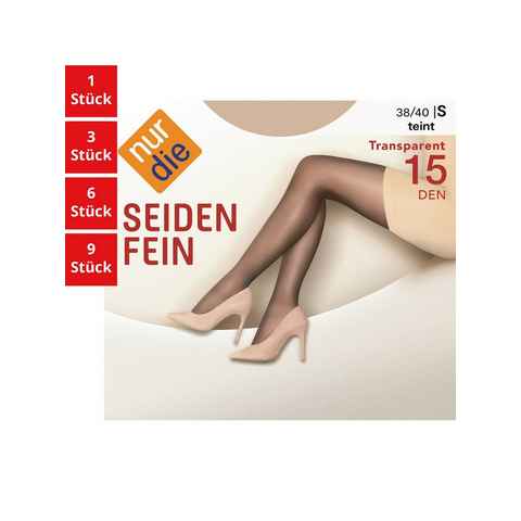 Nur Die Feinstrumpfhose Seidenfein 15 DEN Damen (1er/3er/6er/9er Pack 1 St) nylon transparent Fein-strumpfhose durchsichtig frauen multipack glanz