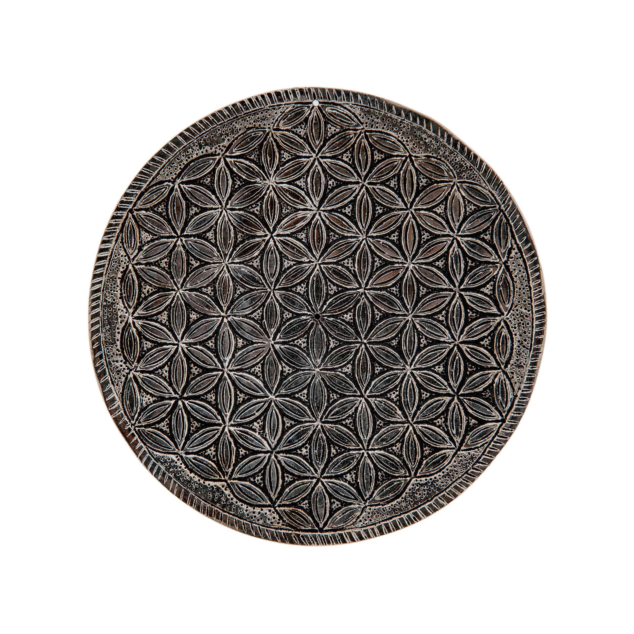 NKlaus Räucherstäbchen-Halter Räucherstäbchenhalter Blume des Lebens 15,5 cm Weißmetall