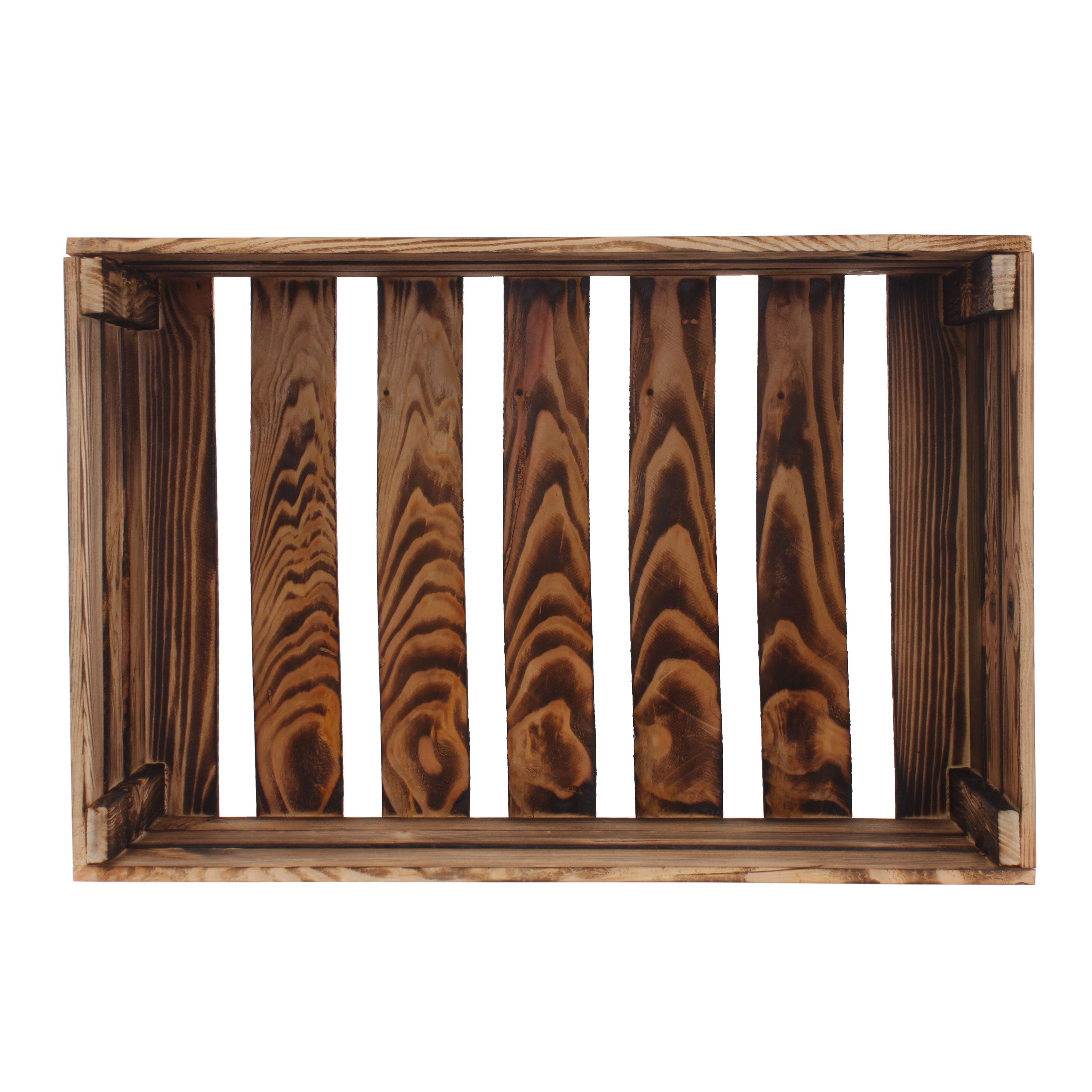 GERSO Holzkiste Deko Holzkiste geflammt 60x40x21cm Obstkiste Holzbox