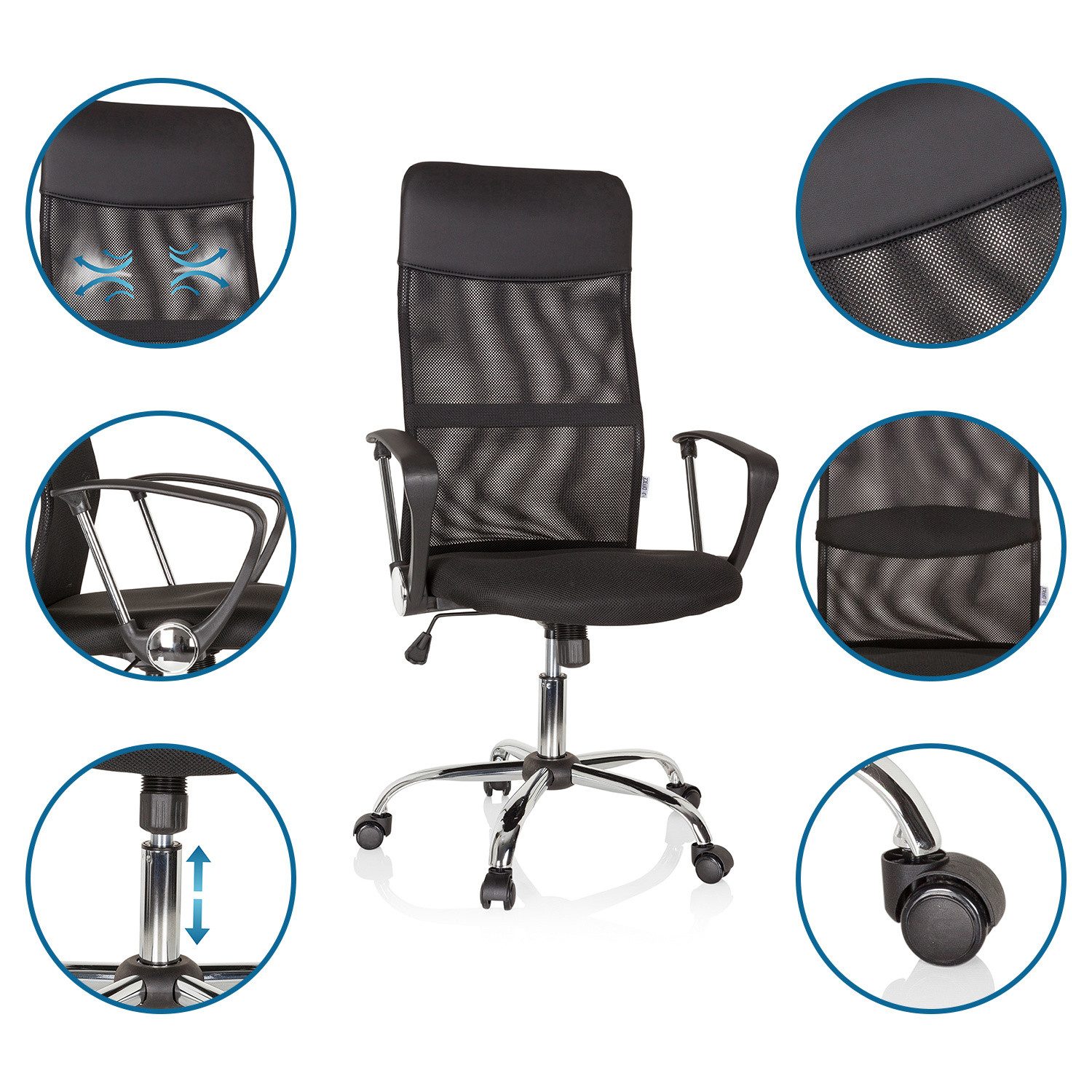 hjh OFFICE Chefsessel Home Office Chefsessel Pure Net, Drehstuhl Bürostuhl ergonomisch