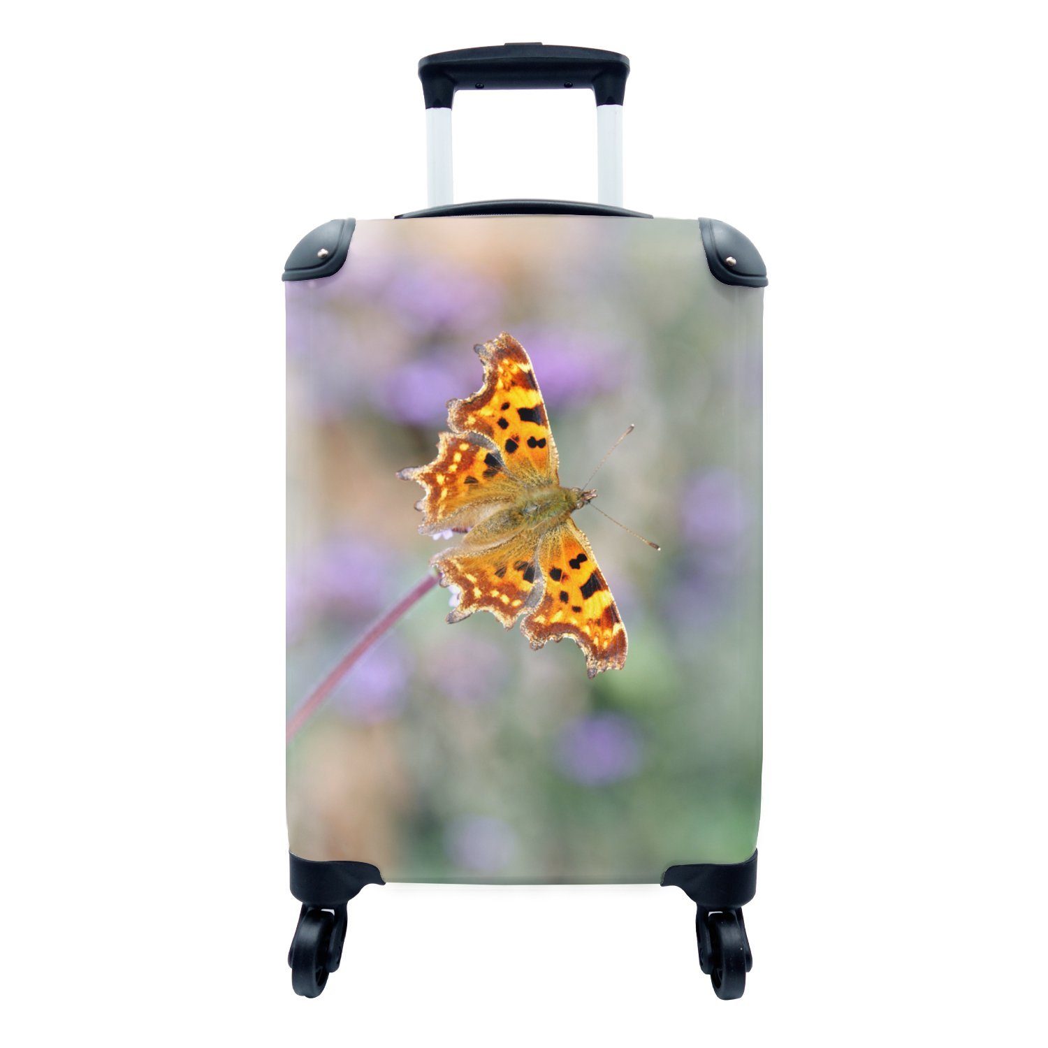 MuchoWow Handgepäckkoffer Schmetterlingssittich auf einer Blume, 4 Rollen, Reisetasche mit rollen, Handgepäck für Ferien, Trolley, Reisekoffer