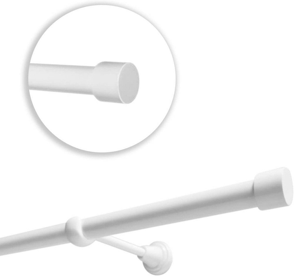 MDEKOR Gardinenstange Vorhangstange 19mm, 1-läufig, 1-läufig Wand oder Deckenmontage, 120 cm Weiß Glänzend