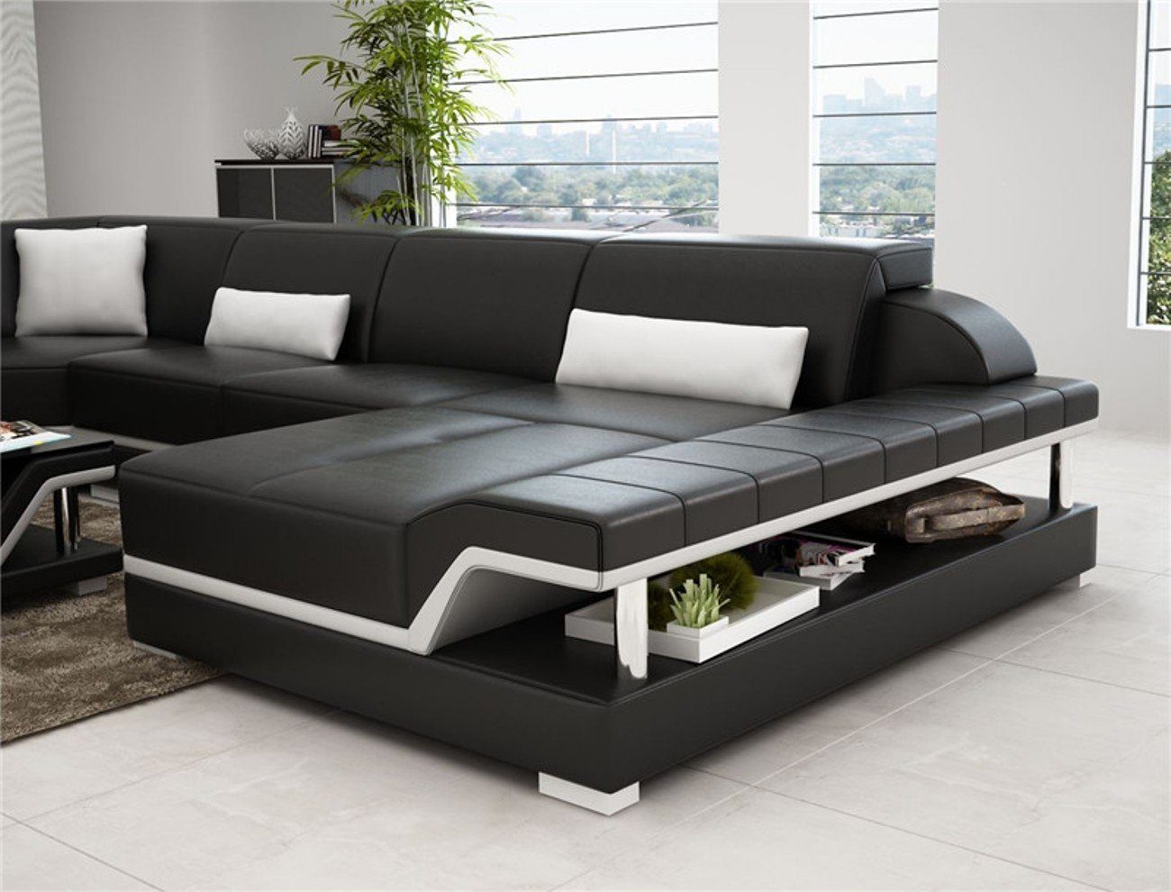 Garnitur Sofa Ecksofa, Schwarz Modern Design Couch Ecksofa JVmoebel Polster
