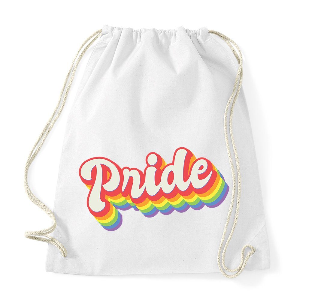 Youth Designz Turnbeutel PRIDE Baumwolle Tasche, mit trendigem Logo Aufdruck Weiß