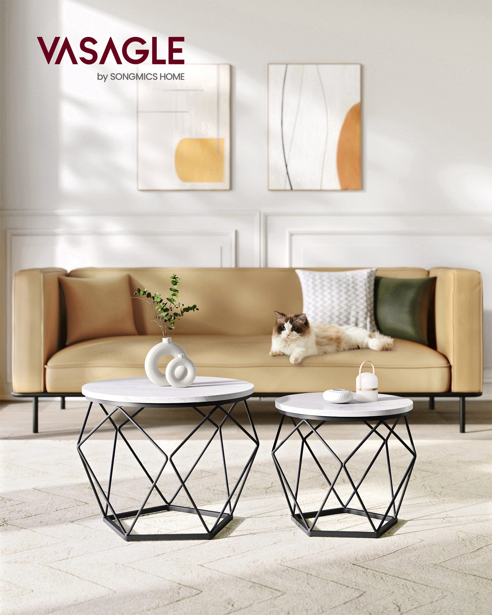 VASAGLE Couchtisch (2er Set), Beistelltisch, abnehmbare günstig online kaufen