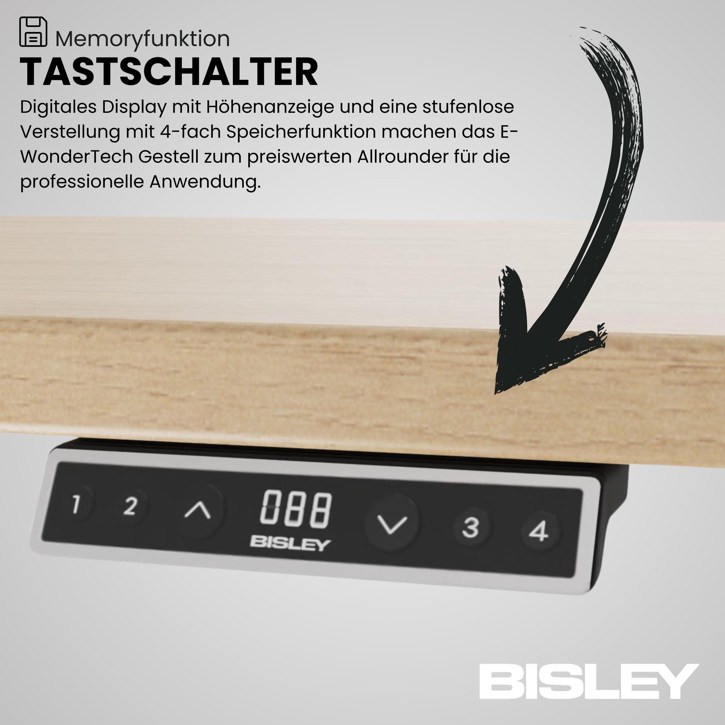 Bisley Schreibtisch E-WonderTech, in - Maße: H 74 x B 160 x T 80 cm