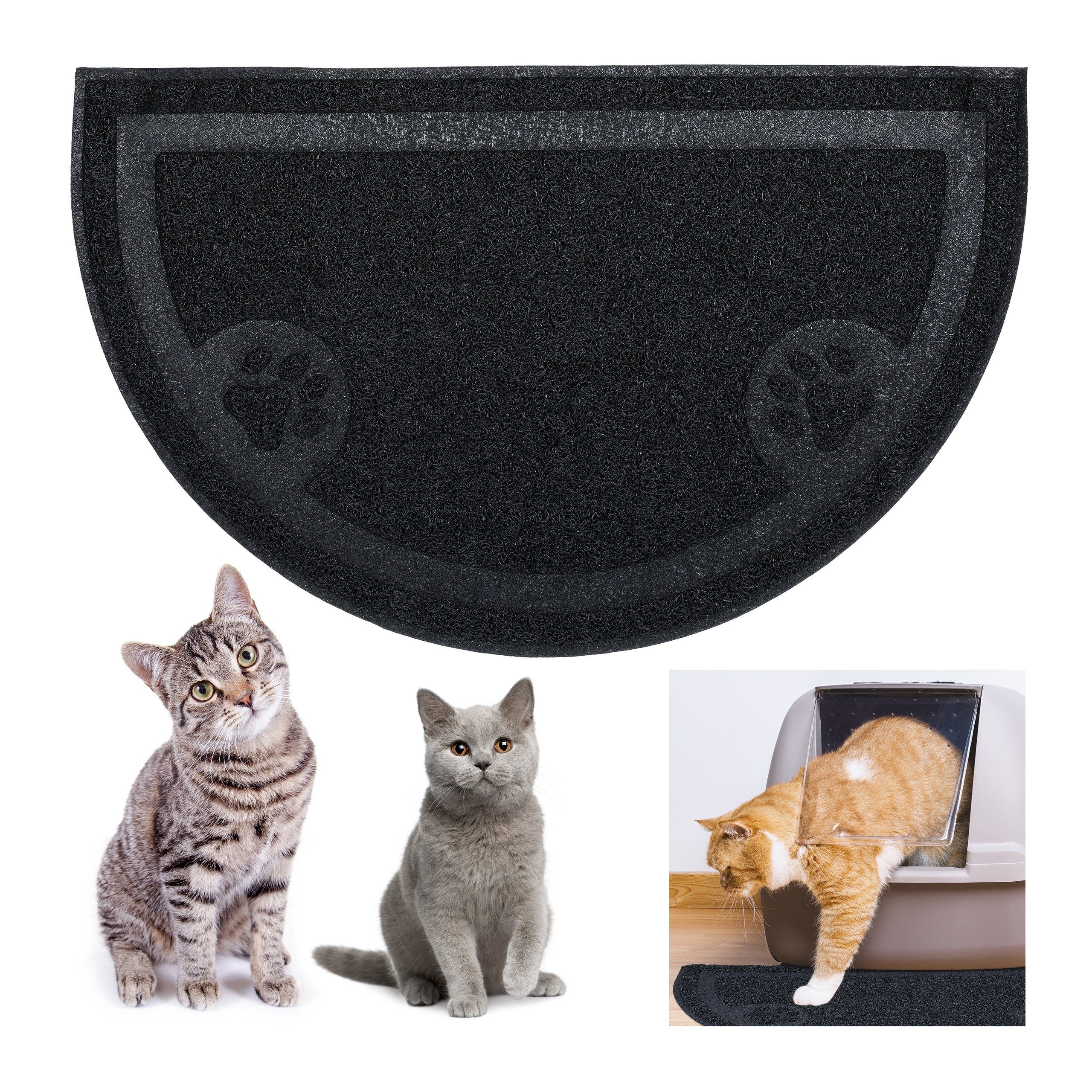 relaxdays Futternapf Katzenklo Matte, Schwarz günstig online kaufen