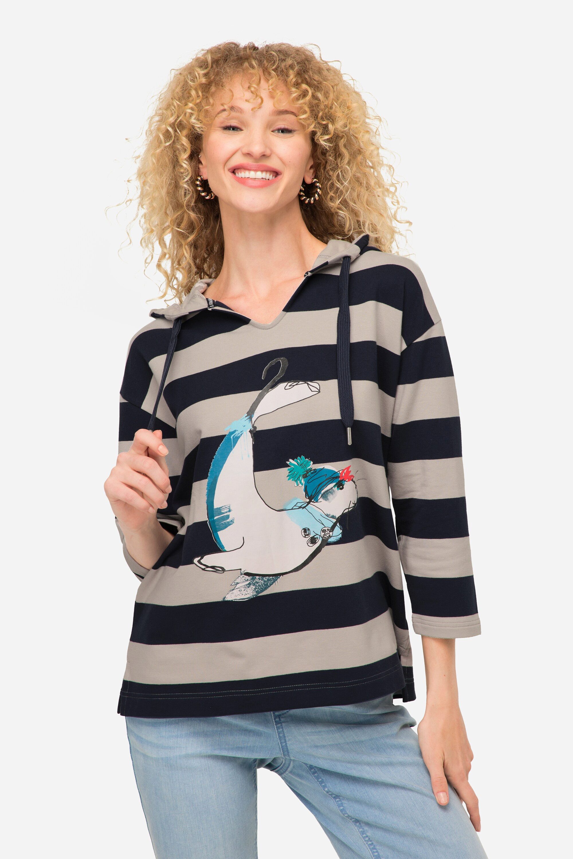 Laurasøn Sweatshirt Hoodie Ringel Robben-Print Kapuze günstig online kaufen