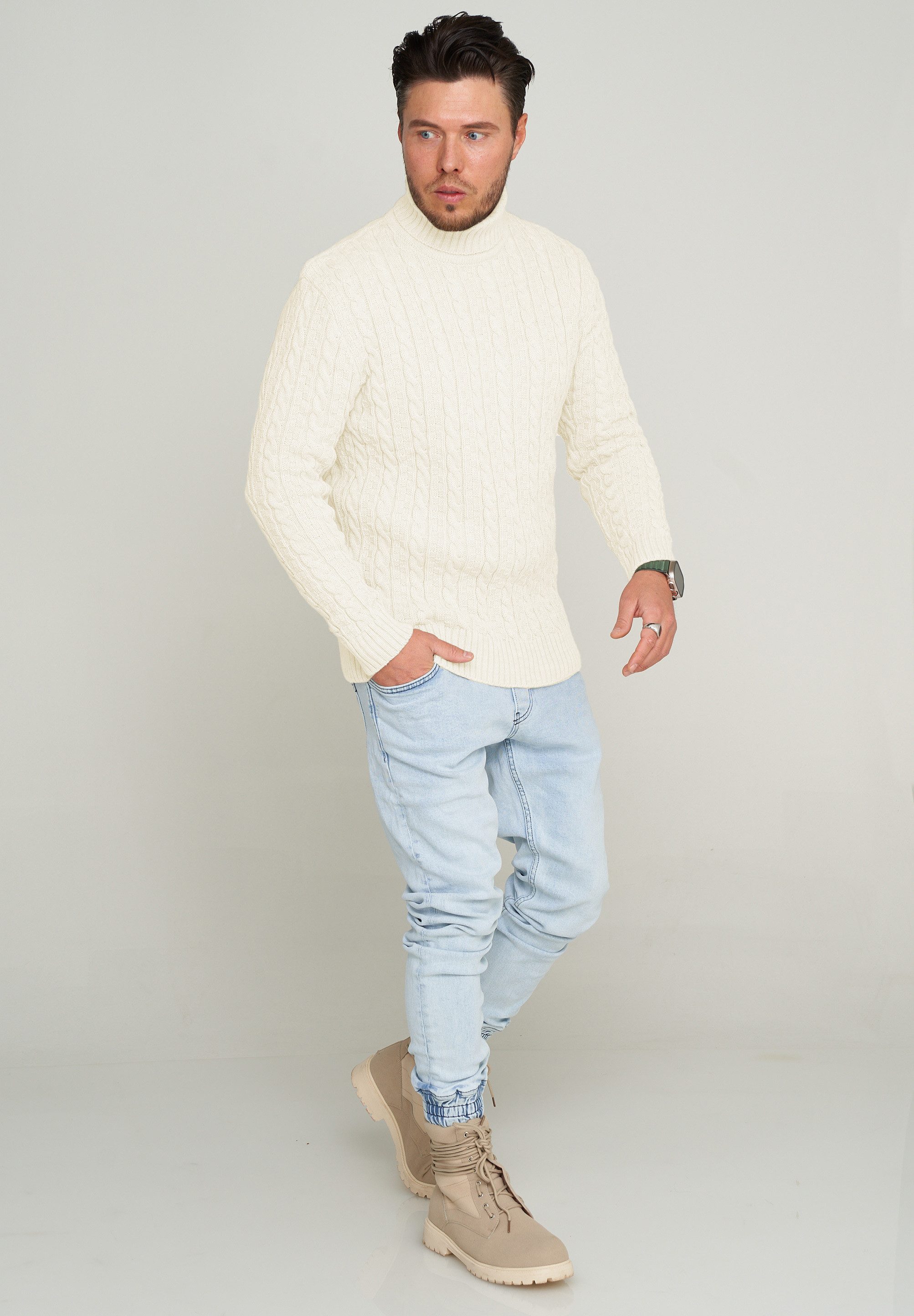 CARISMA Rollkragenpullover CRMUS Grobstrick Zopf-Muster