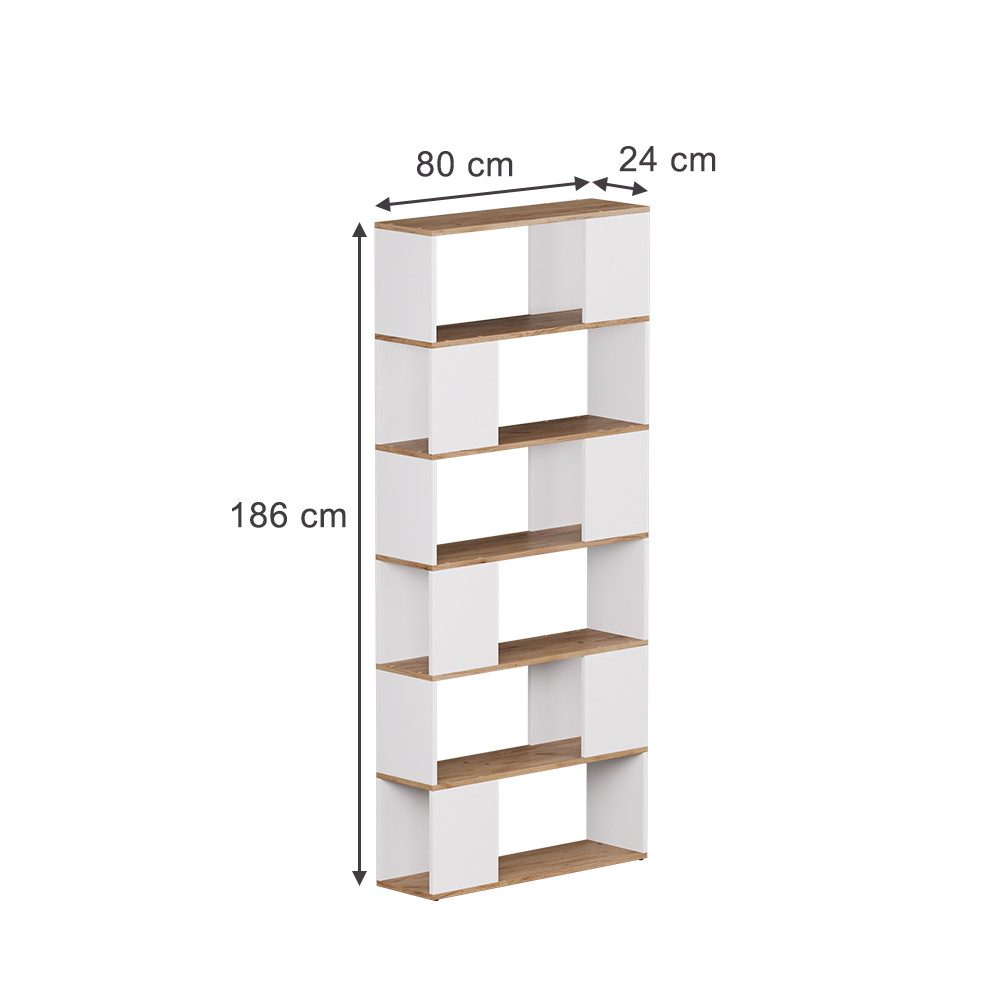 Vicco Raumteiler Eneos, Weiß/Goldkraft Eiche, 80 x 186 cm günstig online kaufen