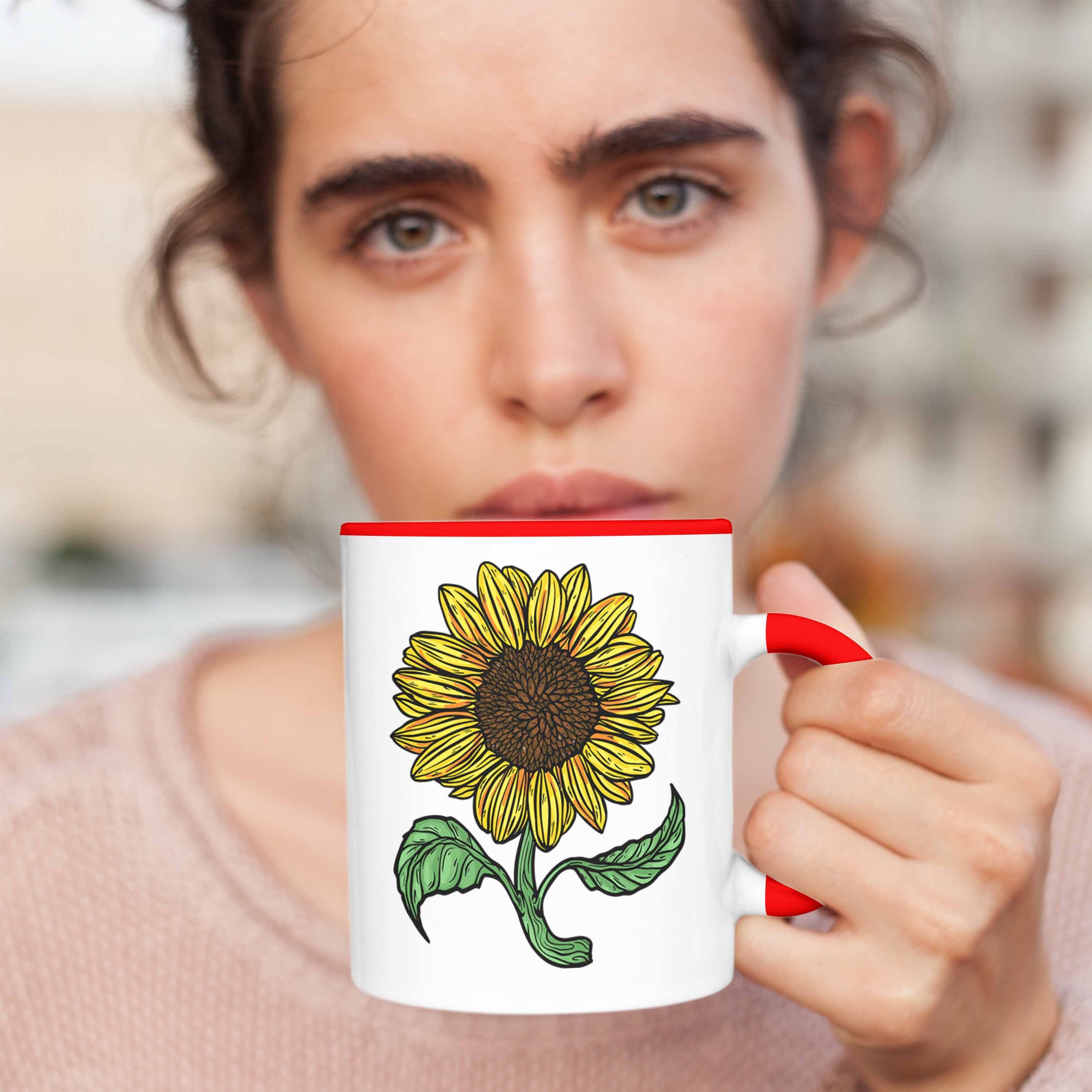 Trendation Tasse Tasse für Rot Geschenk Lustige Sonnenblumenliebhaber Sonnenblume