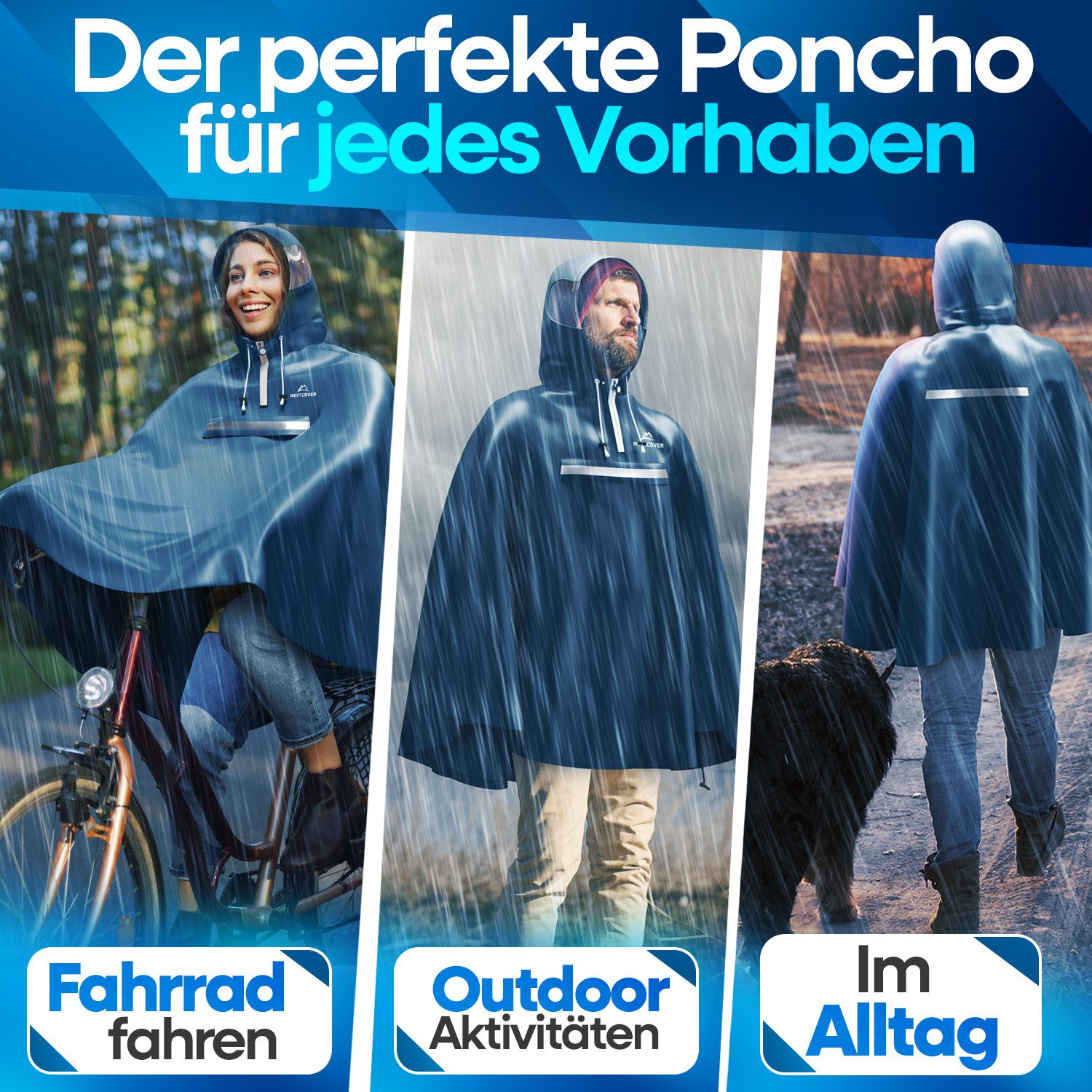 Nextcover Regenponcho NEXTCOVER® NEU Regenponcho Fahrrad für Damen & Herren
