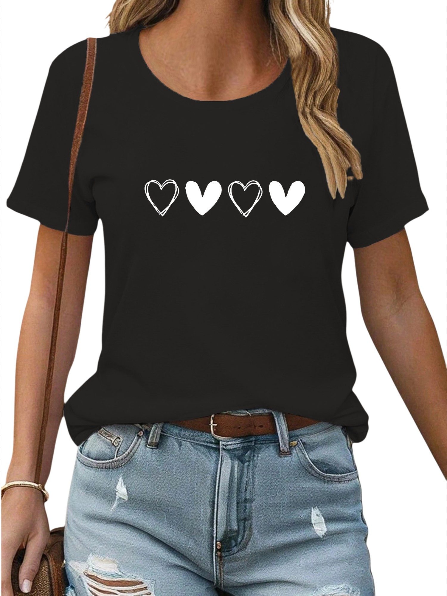 PYL Rundhalsshirt Damen Sommer Casual T-Shirt günstig online kaufen