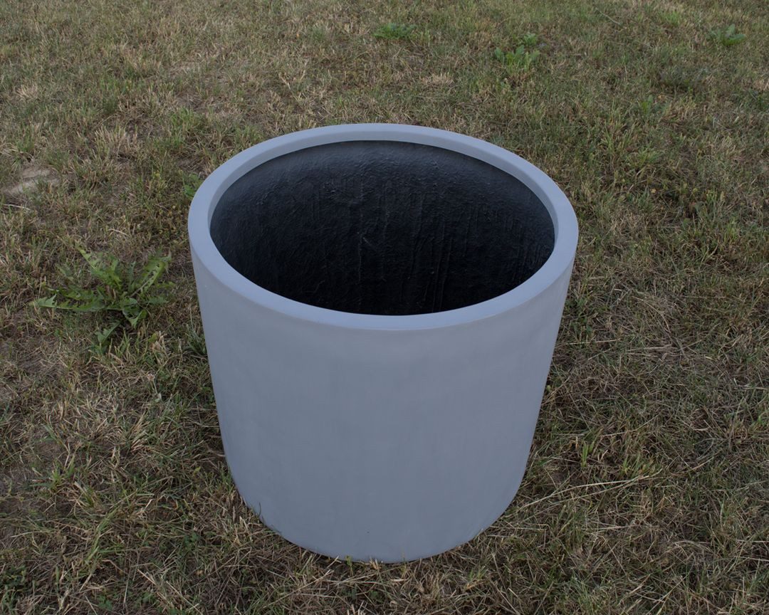 Runder Pflanzkübel Aus Fiberglas – Grau, Zylindrisch D30xH30cm, Frostsicher, Für Innen & Außen
