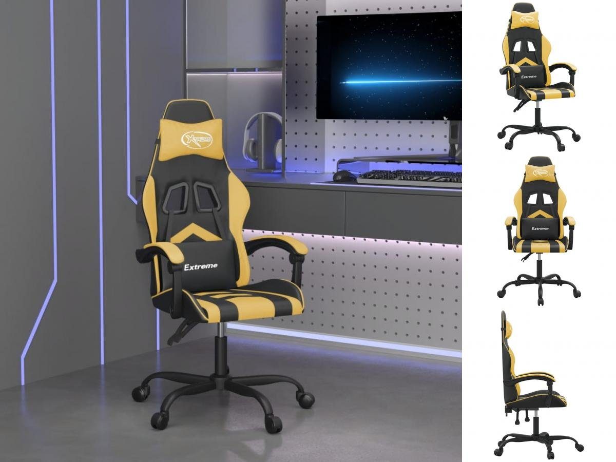 zeigen Sie anmutige Würde vidaXL Bürostuhl Gaming-Stuhl Kunstleder Arbeitsplatz und Office Golden Home Schwarz Bü