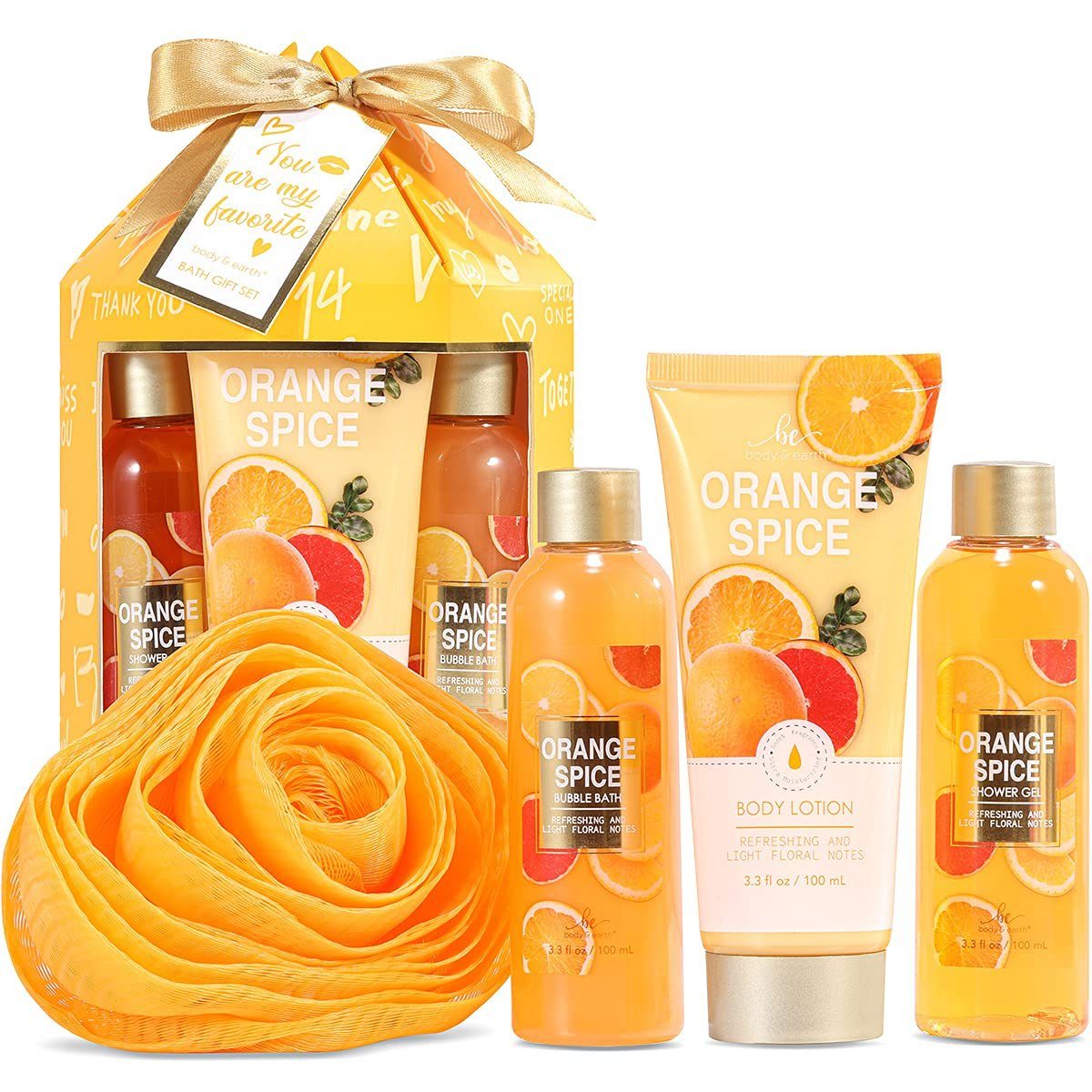 Diyarts Pflege-Geschenkset Geschenkset Frauen- 4 tlg. Orangenduft Mini Geschenkbox, Bade Wellness Set für Spa-Entspannung Beautyset Pflegeset