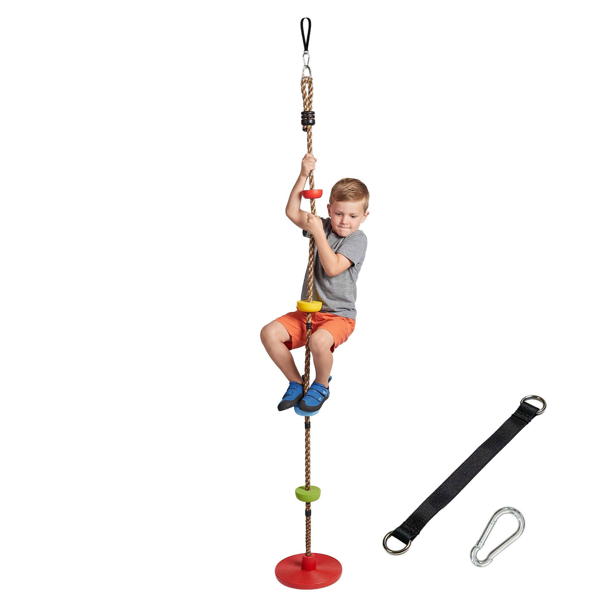 AIYAPLAY Slackline Ninja Line Kinder mit Schaukel, Plattformen, für 3-8 Jahre Kinder Rot