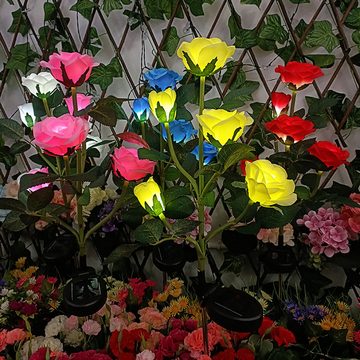 Rutaqian LED Solarleuchte Rosenblüten-Solar-Gartenleuchte Verbessertes LED-Solarlicht, 5 Blumen/Bündel, Wasserdichte Solar-dekorative Lichter für Weg, Hof, Garten, Rasen