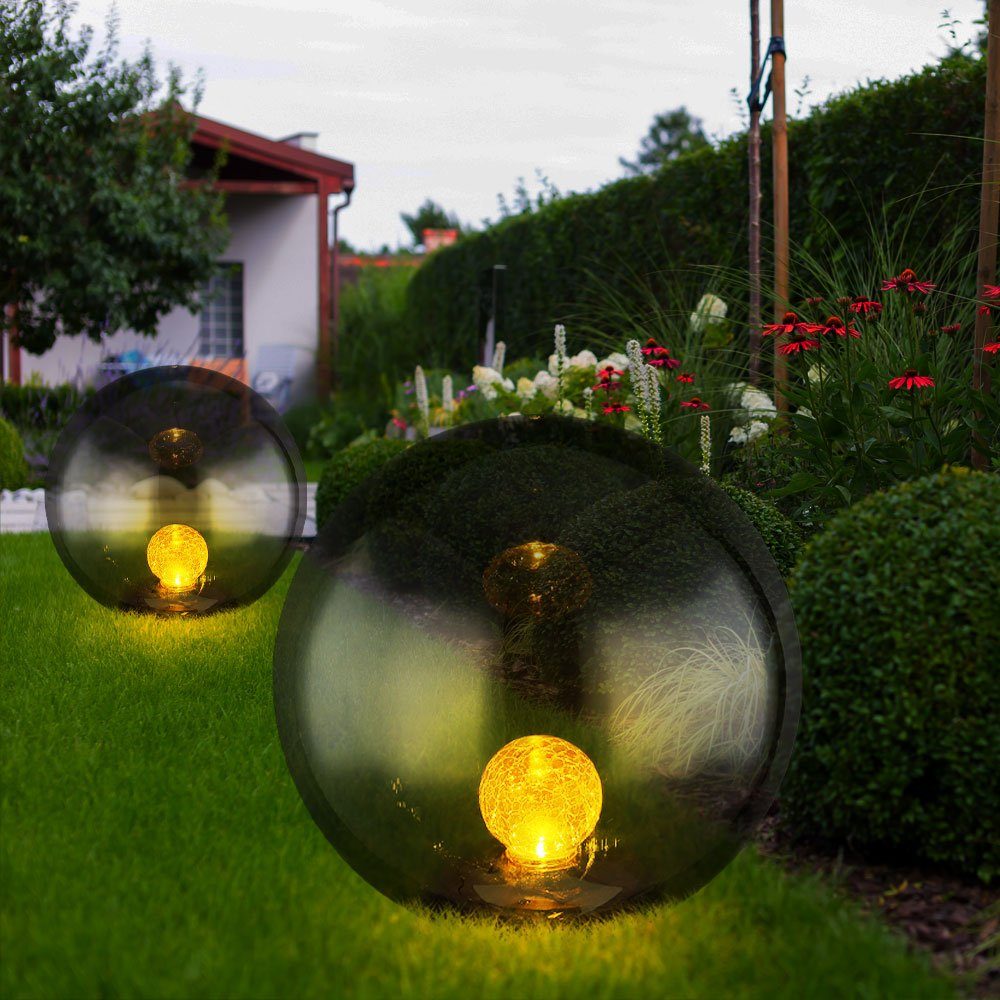 Garten Globo LED-Leuchtmittel Kugel den verbaut, Solar Kugel Gartenleuchte, für fest Solarleuchten LED Gartenleuchten rund
