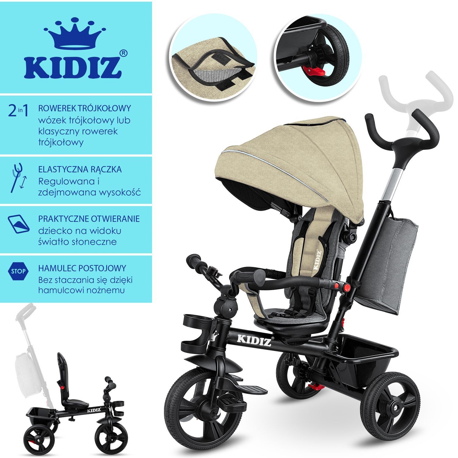 KIDIZ Dreirad, Dreirad 5in1 Kinderdreirad mit günstig online kaufen