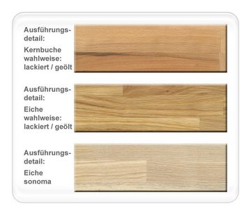 expendio Säulen-Esstisch Alton XL, Säulentisch Kernbuche lackiert massiv 160(260) x 90 cm