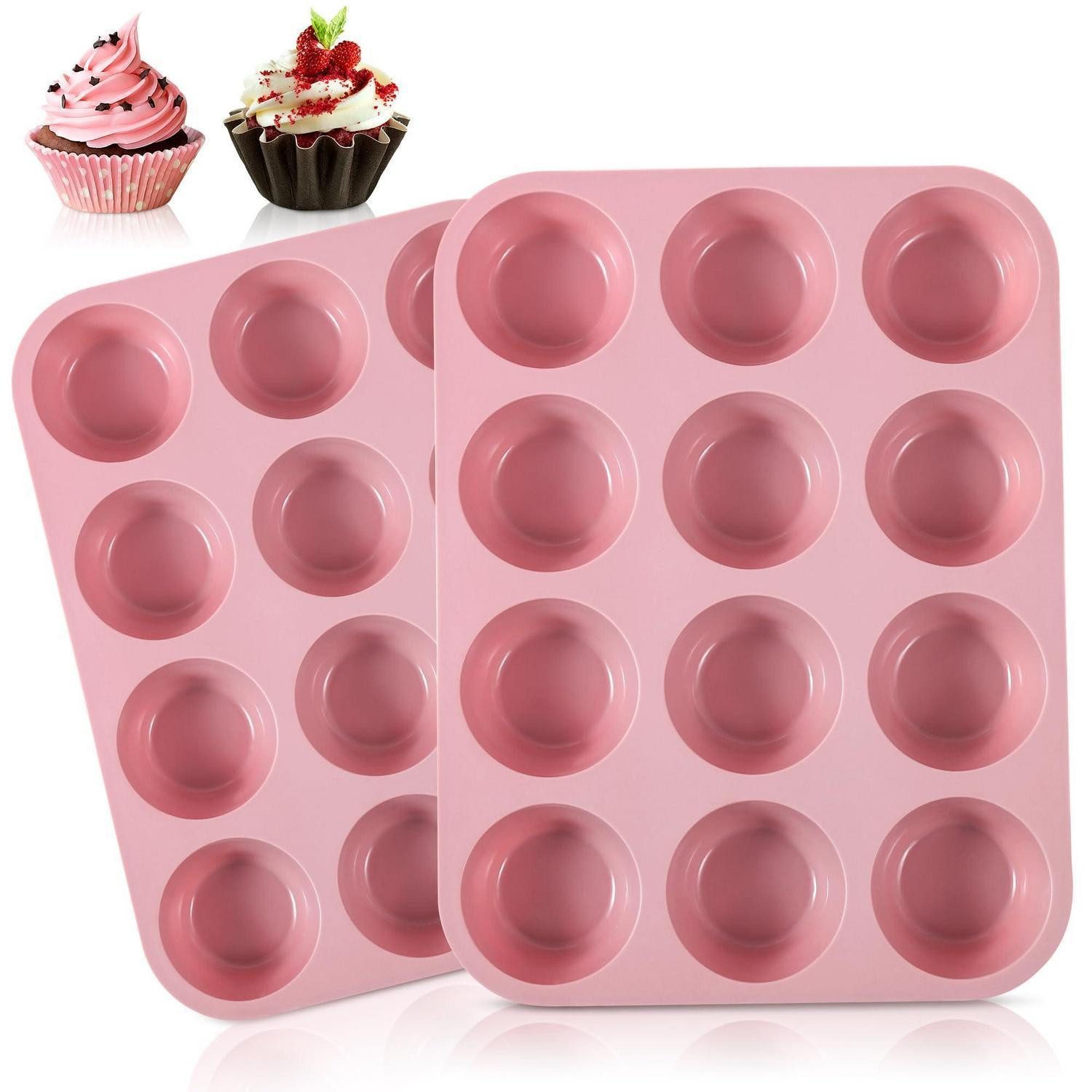 LuxusKollektion Muffinform Muffin Backform Silikon 2 Stk 12er Rosa — Empfehlung für Bunte Muffins backen