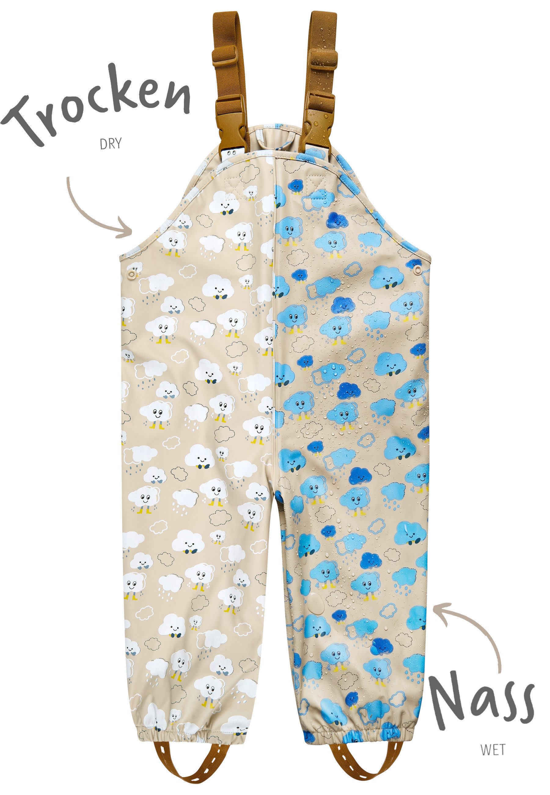 Sterntaler® Regenhose Farbwechsel Regenhose Wolken (1-tlg) Wasserdichte Regenhose mit Farbwechsel und Reflexlogo