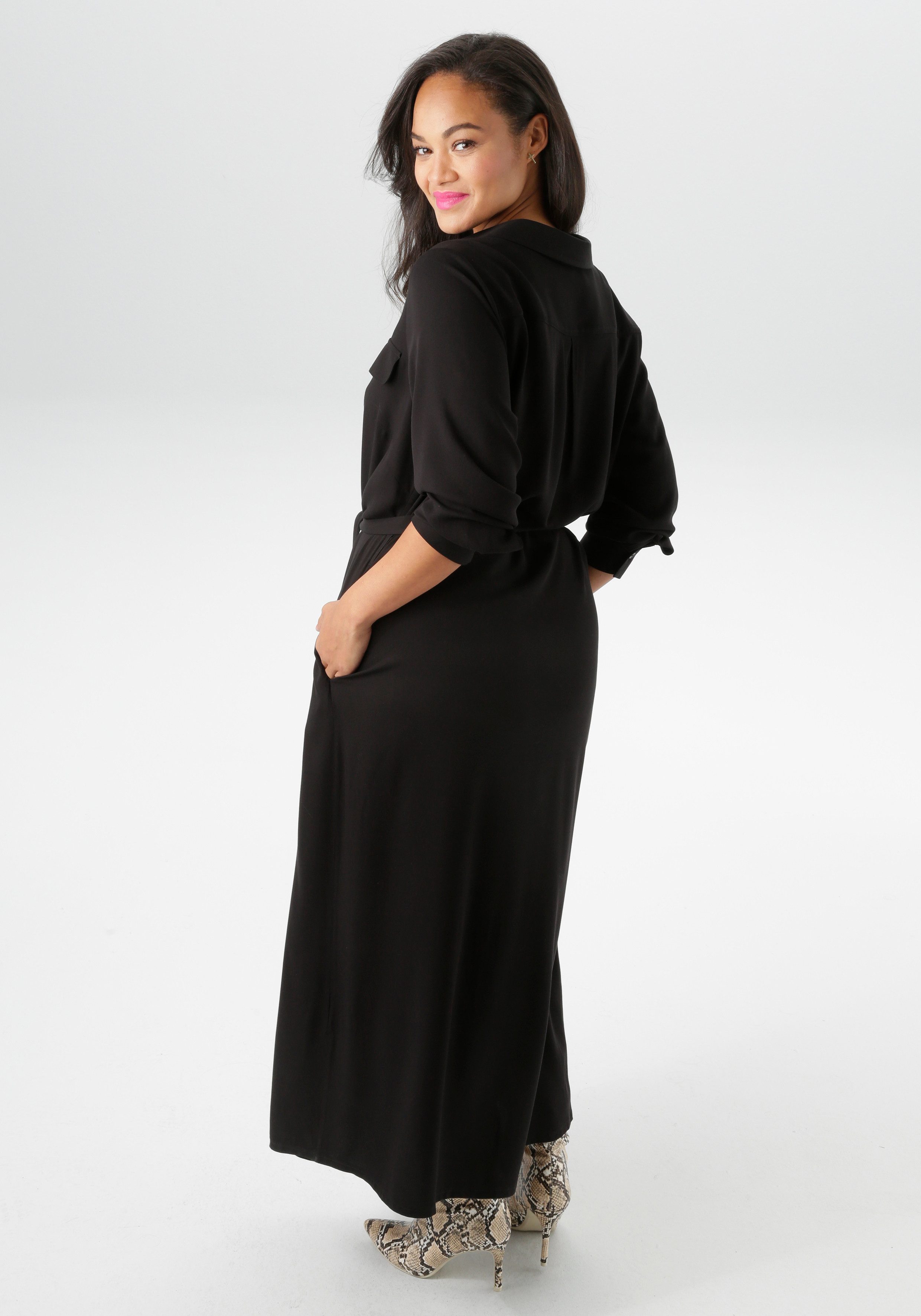 Aniston PLUS Blusenkleid durchgeknöpftes Kleid aus weich fallender Viskose