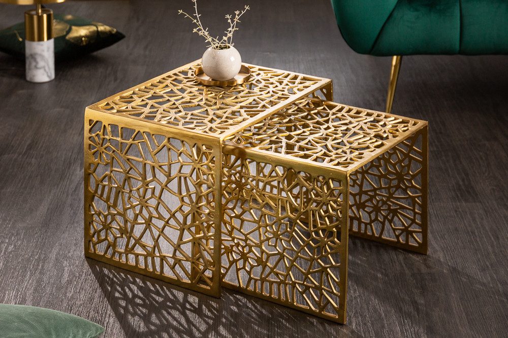 riess-ambiente Couchtisch ABSTRACT 50cm gold (Set, 2-St., 2x Couchtisch), Wohnzimmer · Metall · eckig · Modern Design