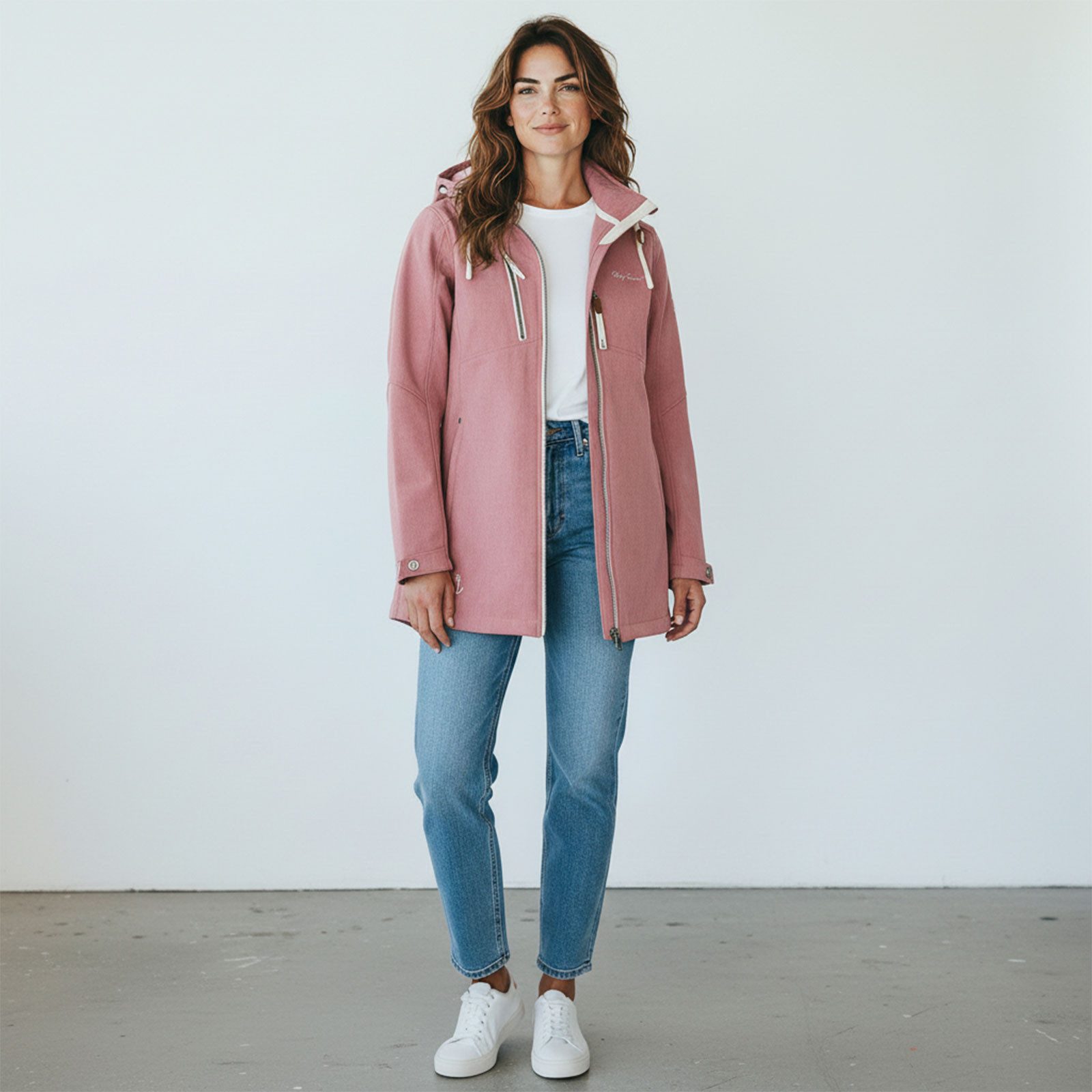 Dry Fashion Softshellmantel Büsum Damen Softshelljacke Büsum mit abnehmbarer Kapuze und Fleece-Futter