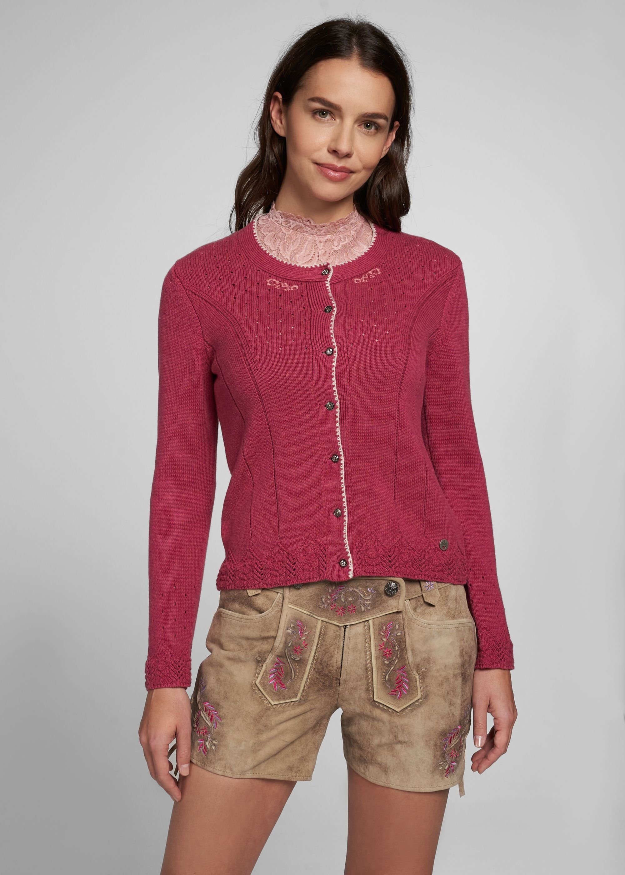 Spieth & Wensky Strickjacke Arianna mit schönen Strickdetails fuchsia