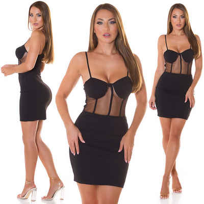 Koucla Minikleid Kleid mit Mesh Korsage Oberteil schwarz sexy clubwear transparente Korsage