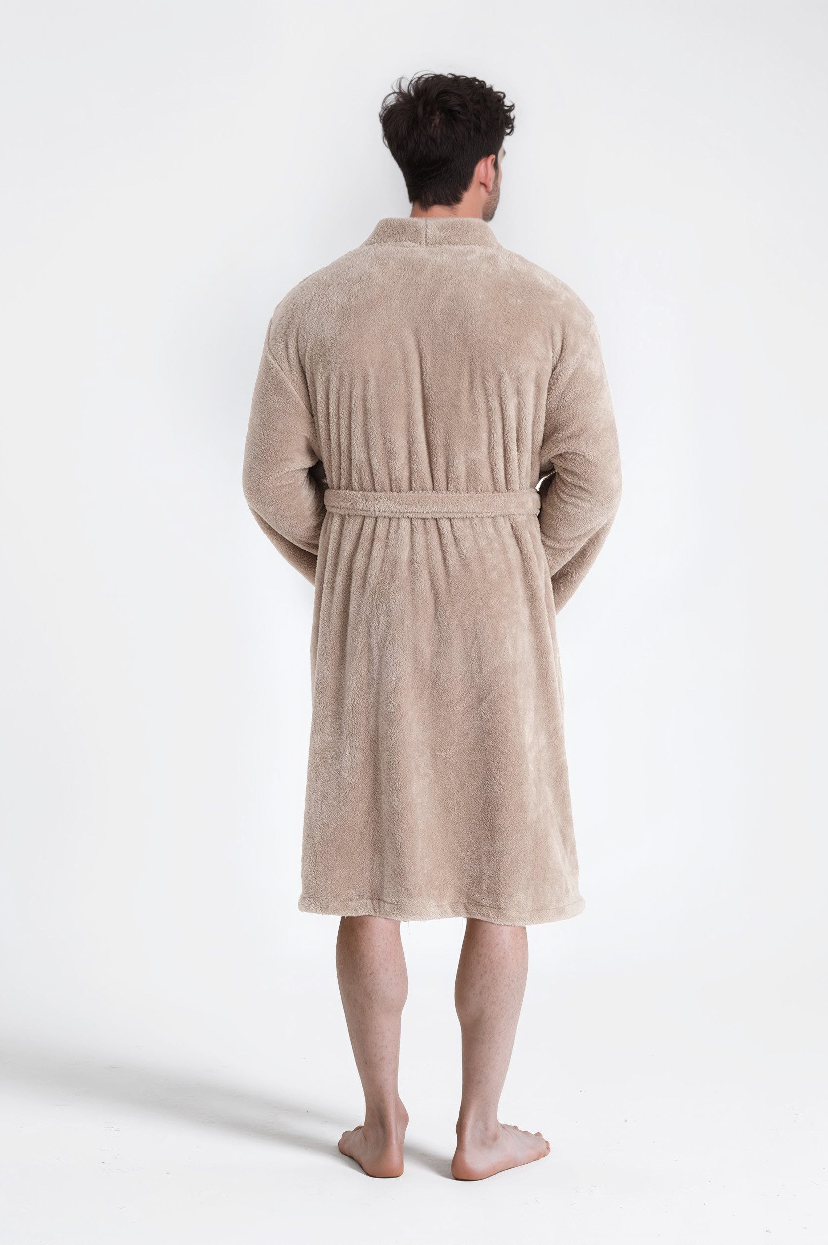 OTTO home Unisex-Bademantel Lillou Kimono, ideal für Sauna & Spa, Hotelbademantel, Morgenmantel, Midilänge, Microfaser, Kimono-Kragen, Gürtel, kuschelig weicher Fleece, plüsch, für Damen und Herren, XS-3XL