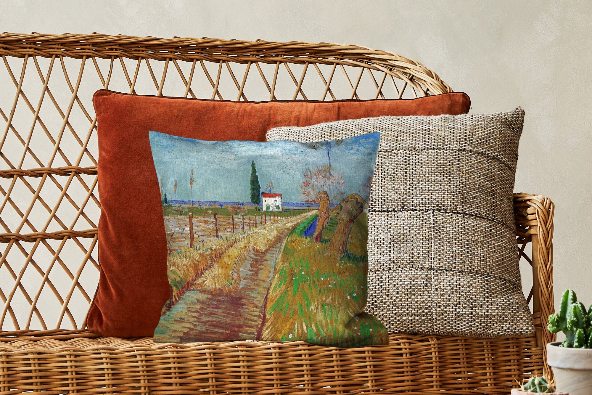 Füllung Zierkissen Wohzimmer, Dekokissen van Gogh, Weg Deko, - Vincent Weidenfeld MuchoWow durch Schlafzimmer, für ein Sofakissen mit