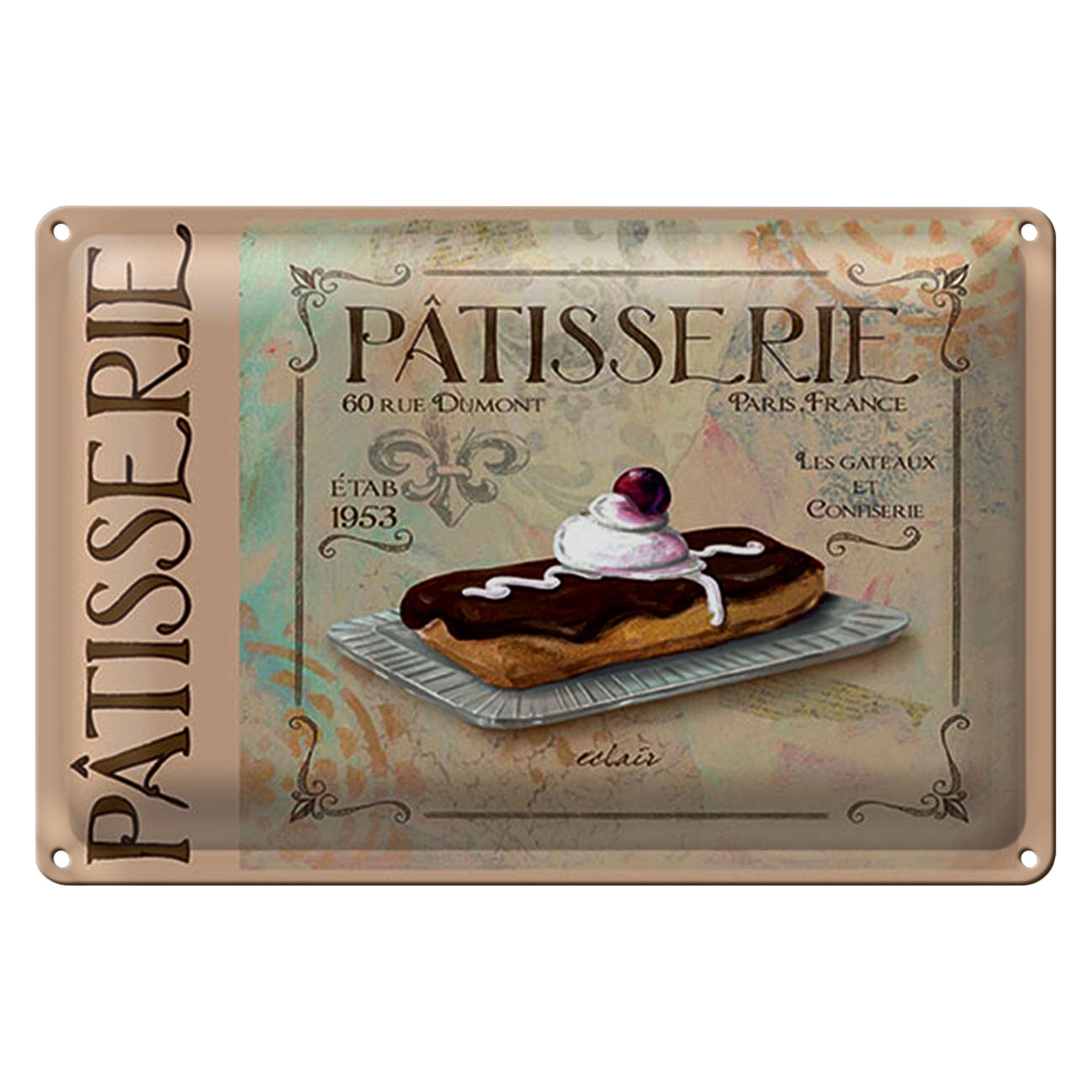Roomando Metallschild Spruch 40x30cm Patisserie Paris eclair Kuchen