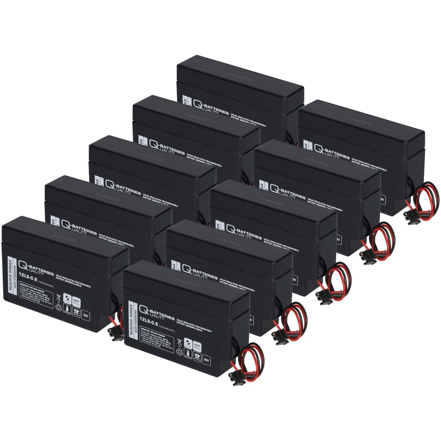 Q-Batteries 10x Q-Batteries 12LS-0.8 12V 0,8Ah AGM Blei-Vlies Akku Heim & Haus Bleiakkus