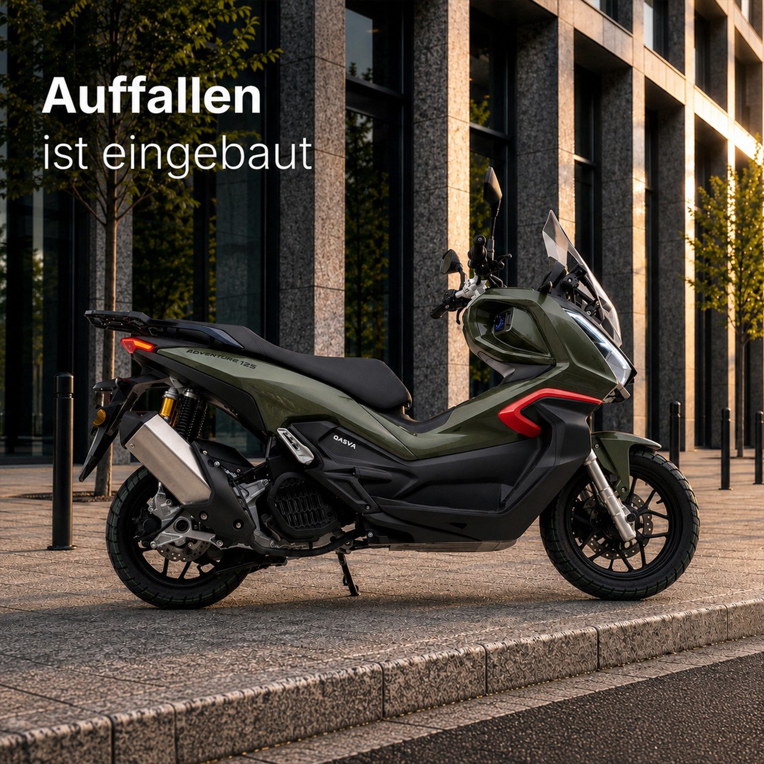 Burnout Motorroller QS125 ADV Grün, 125 ccm, 90 km/h, Euro 5+, TFT Display, LED, Keyless Go