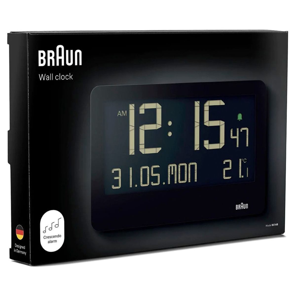 Braun Wecker BC 14 schwarz Quarz Wanduhr digital